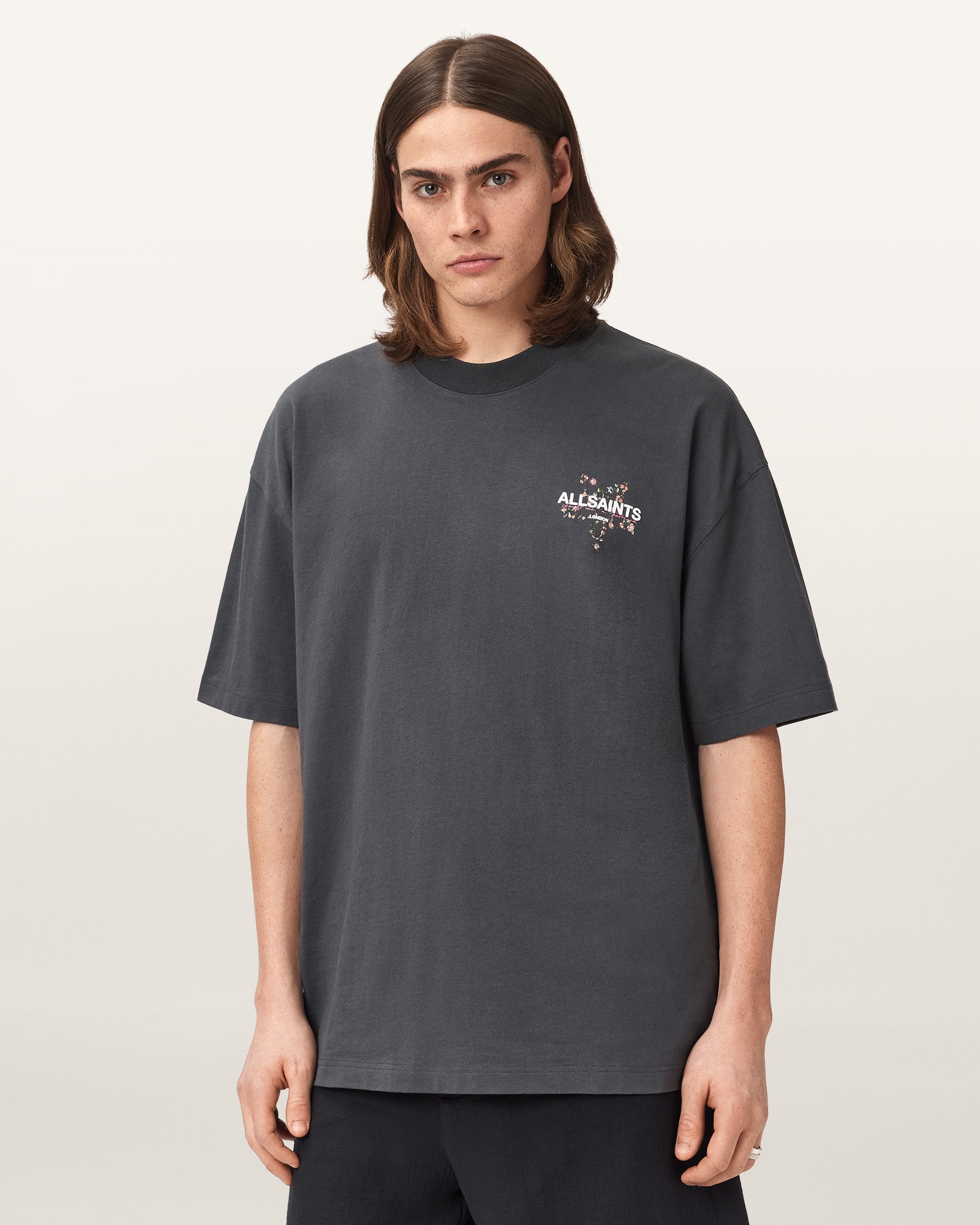Washed Black Color Pentacle SS Crew Tee from AllSaints