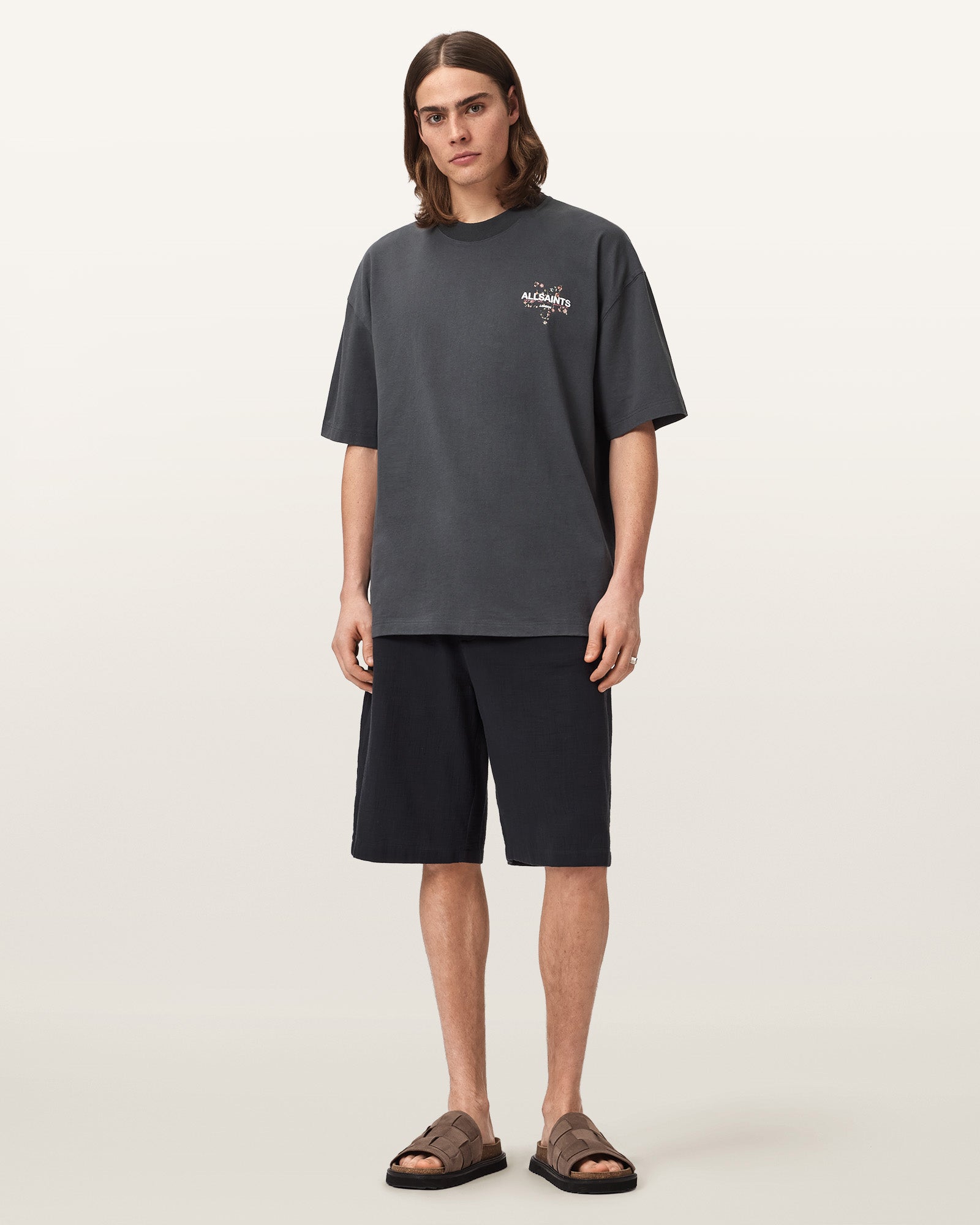 Washed Black Color Pentacle SS Crew Tee from AllSaints