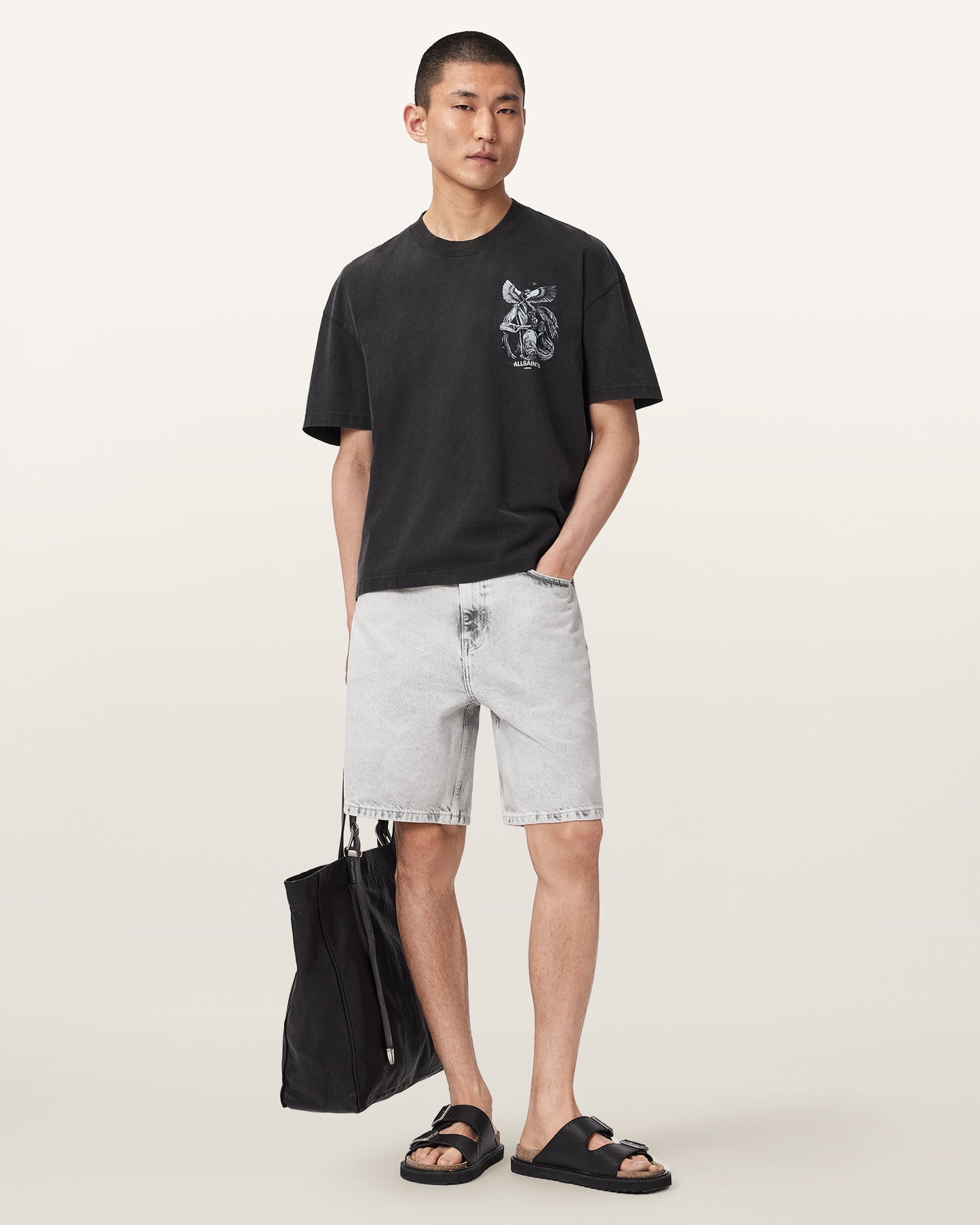 Washed Black Color Seraph SS Crew Tee from AllSaints