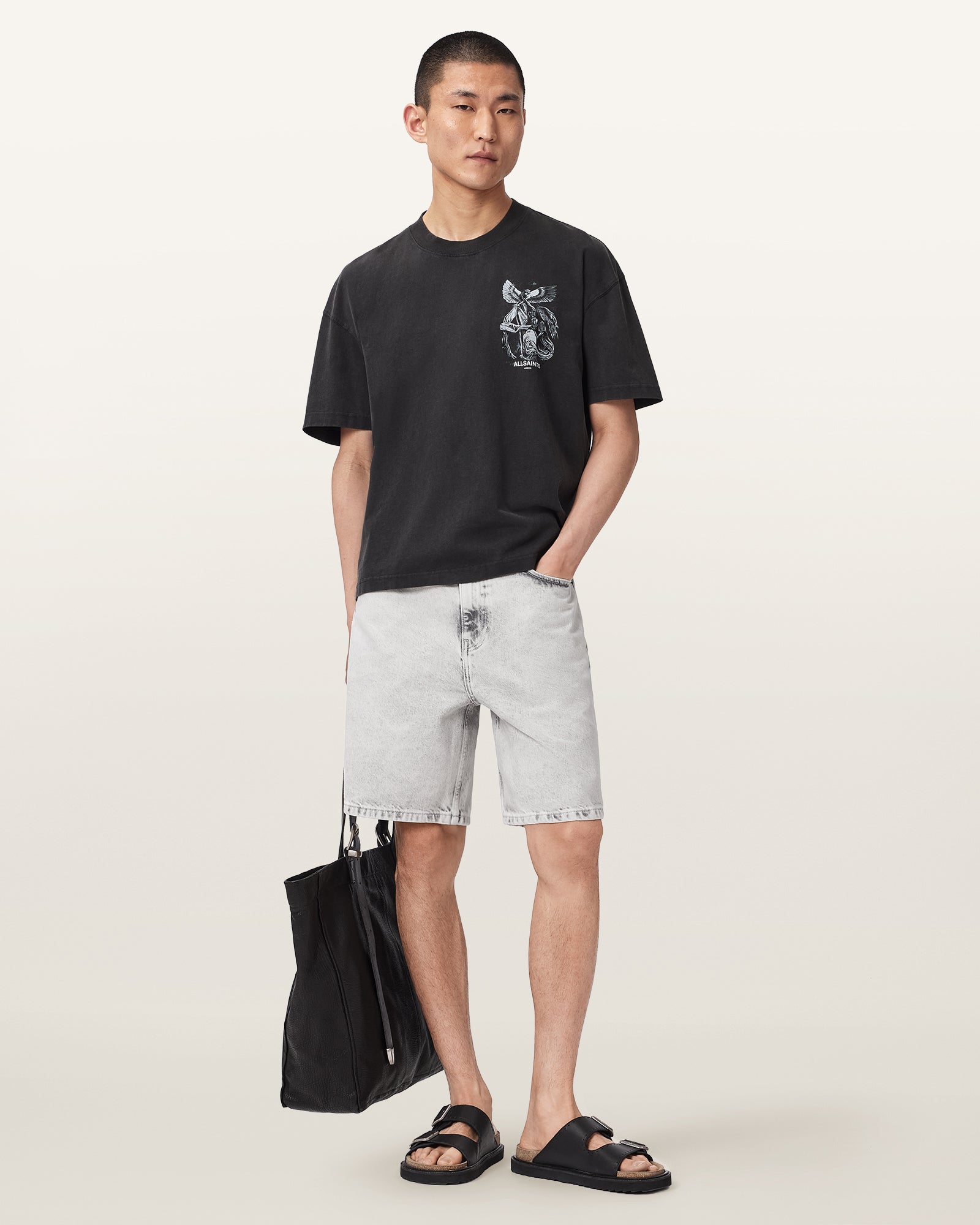Washed Black Color Seraph SS Crew Tee from AllSaints