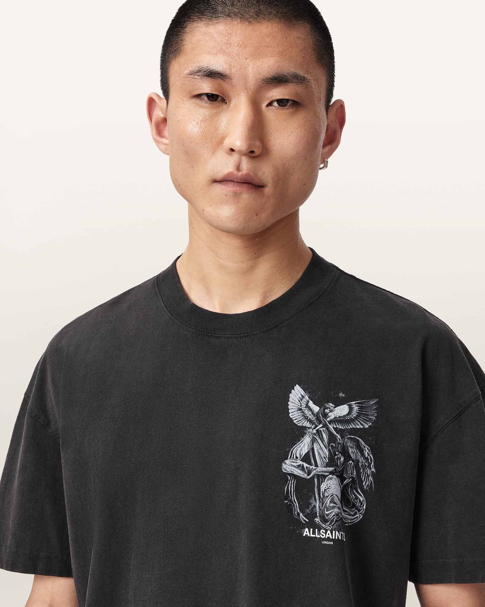 Washed Black Color Seraph SS Crew Tee from AllSaints