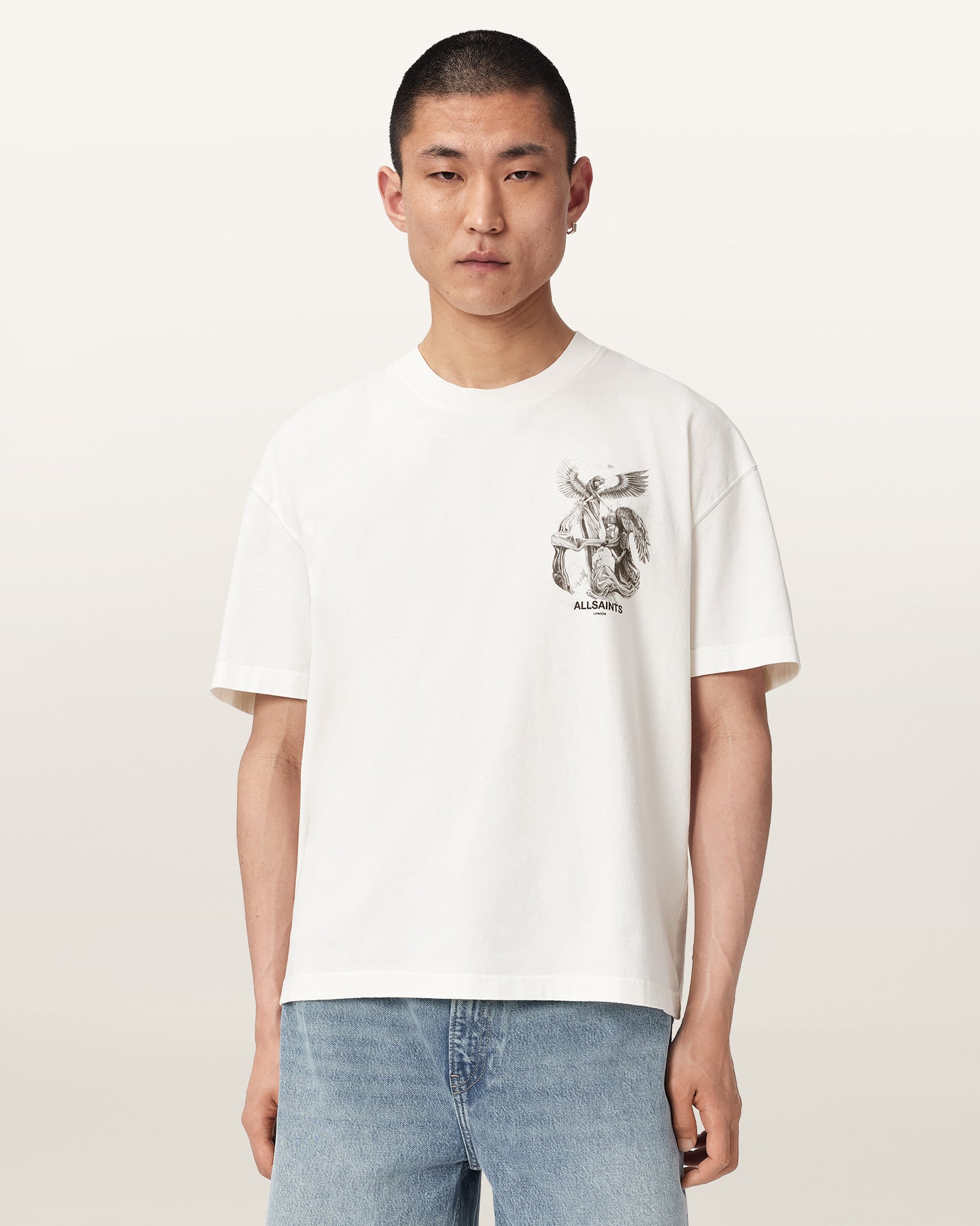 Chalk White Color Seraph SS Crew Tee from AllSaints