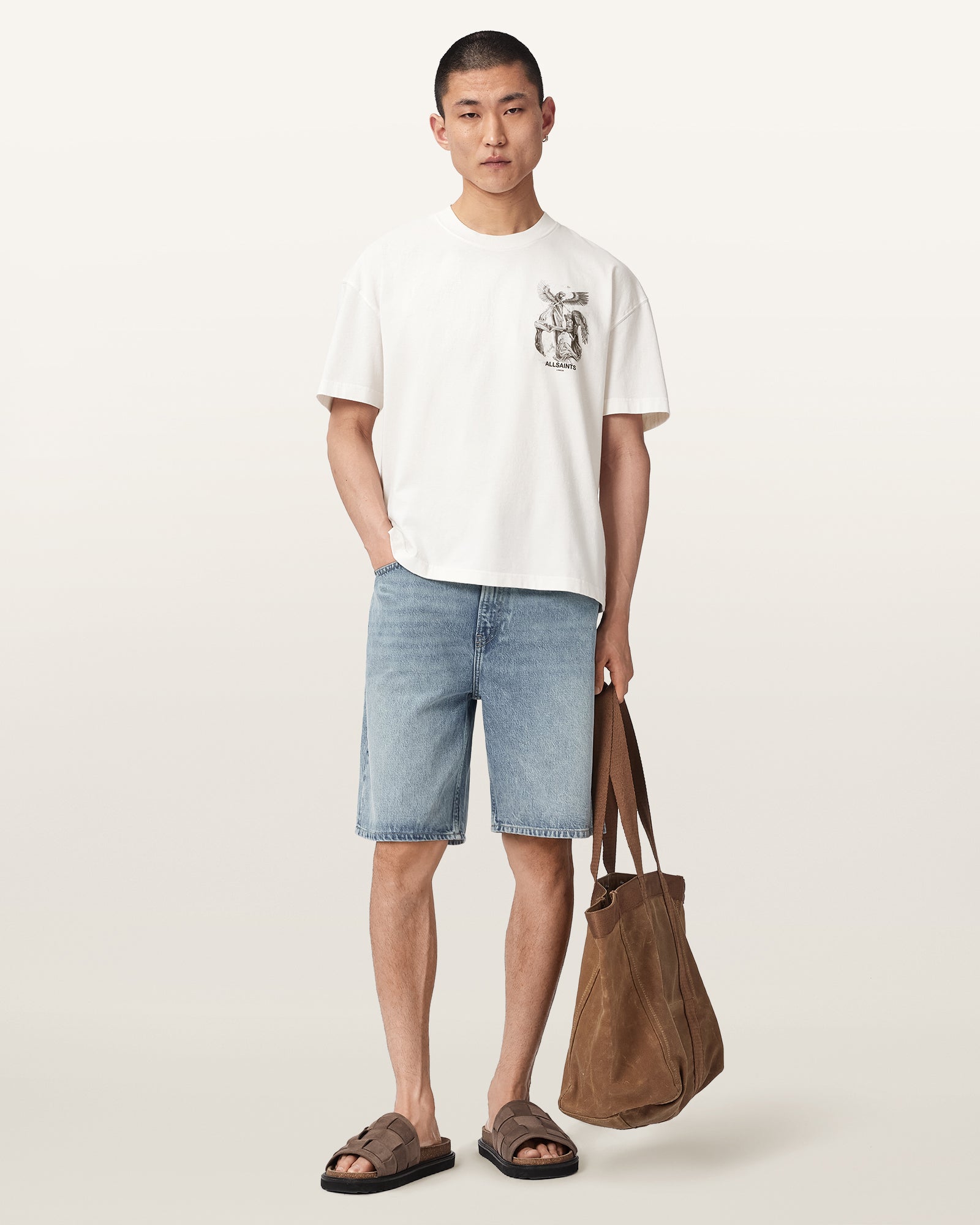 Chalk White Color Seraph SS Crew Tee from AllSaints