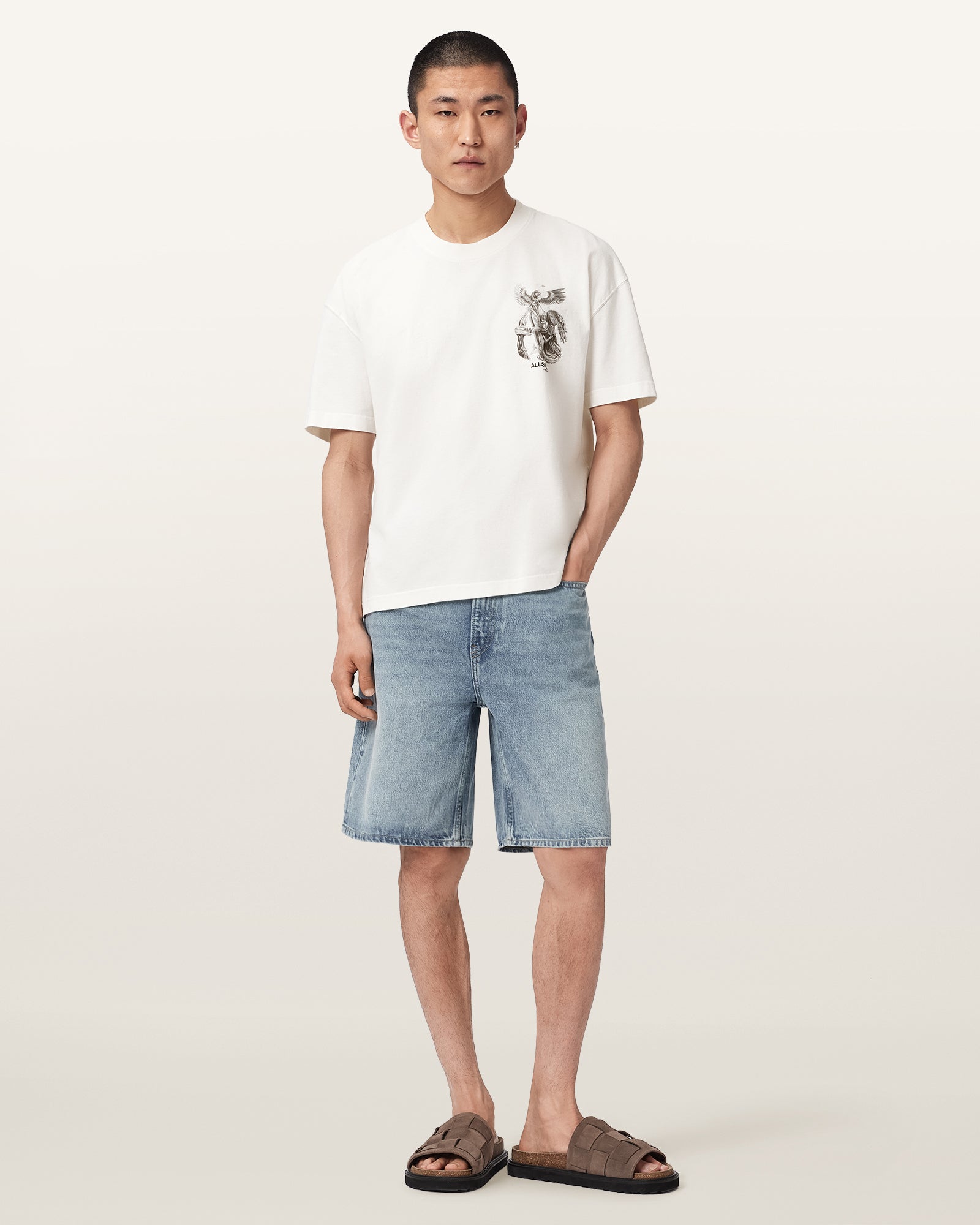 Chalk White Color Seraph SS Crew Tee from AllSaints