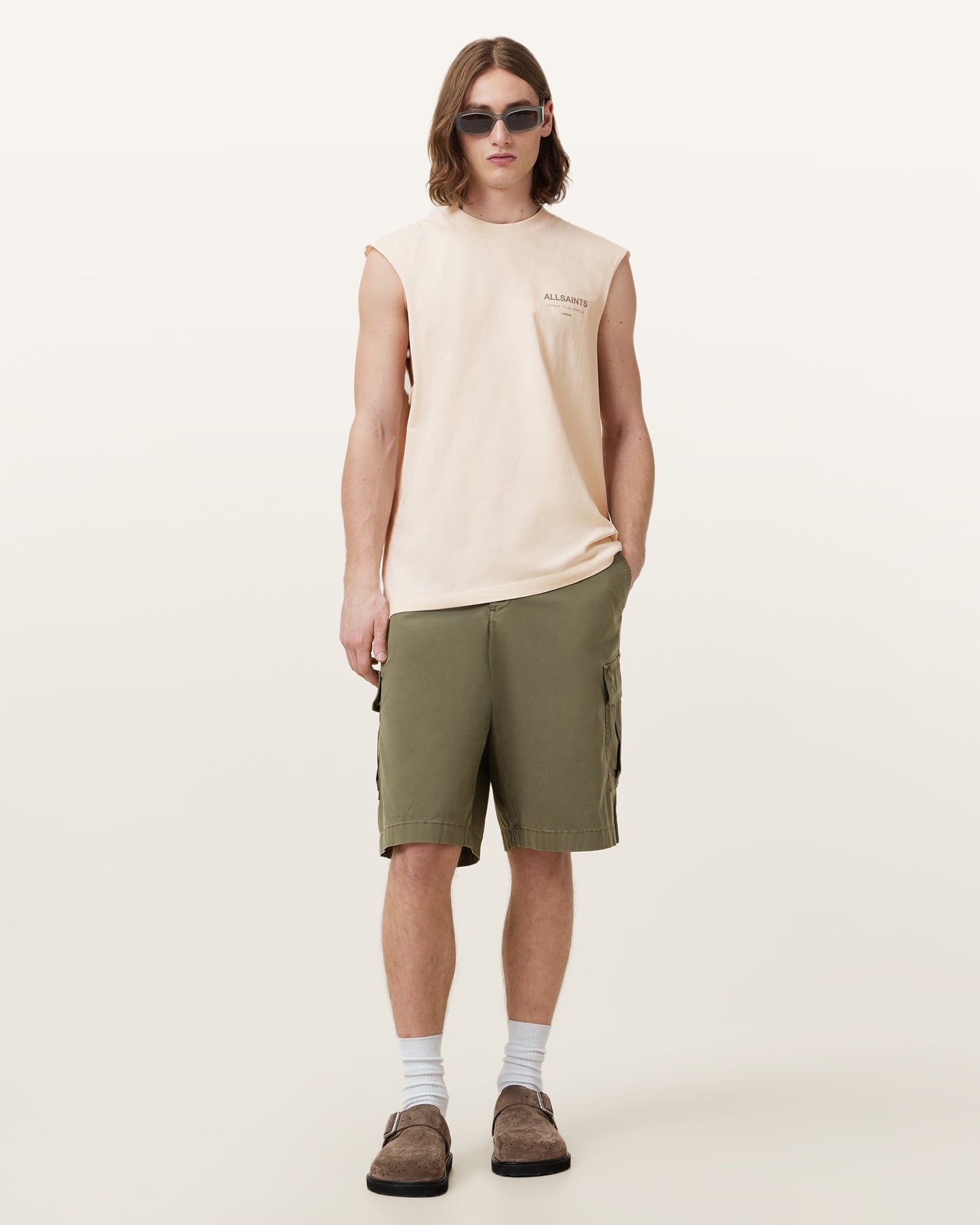 SANDY WHITE Color Underground SL Crew from AllSaints