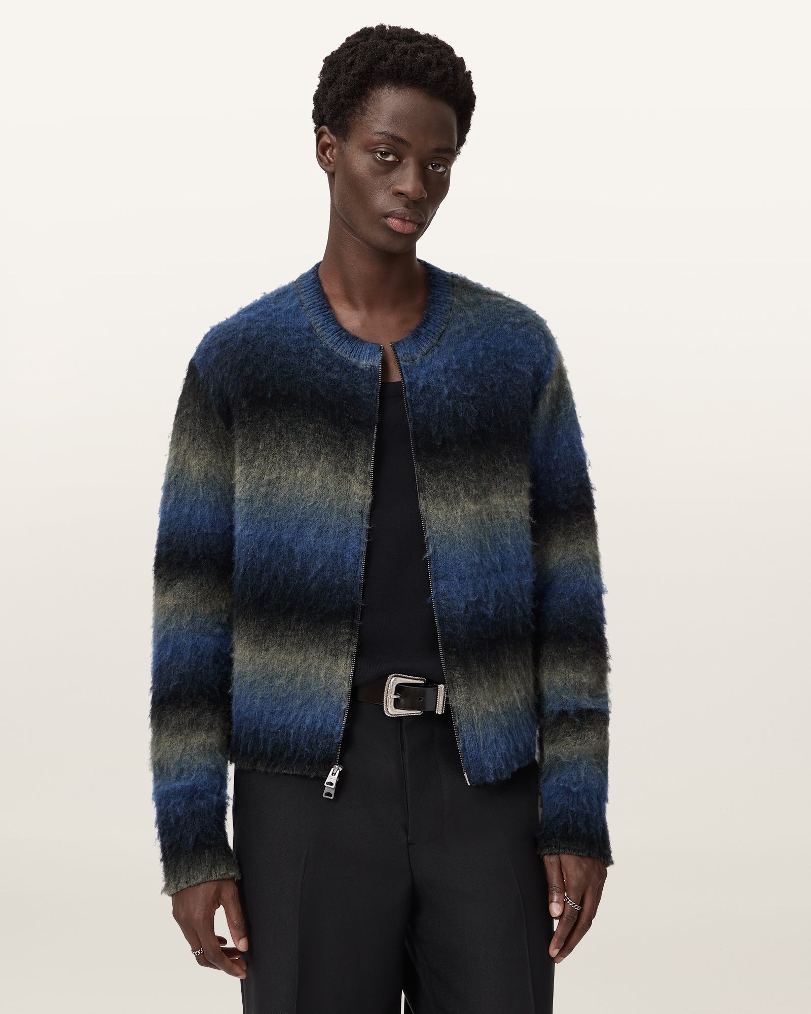 BLUE/GREY/BLACK Color Halley Cardigan from AllSaints