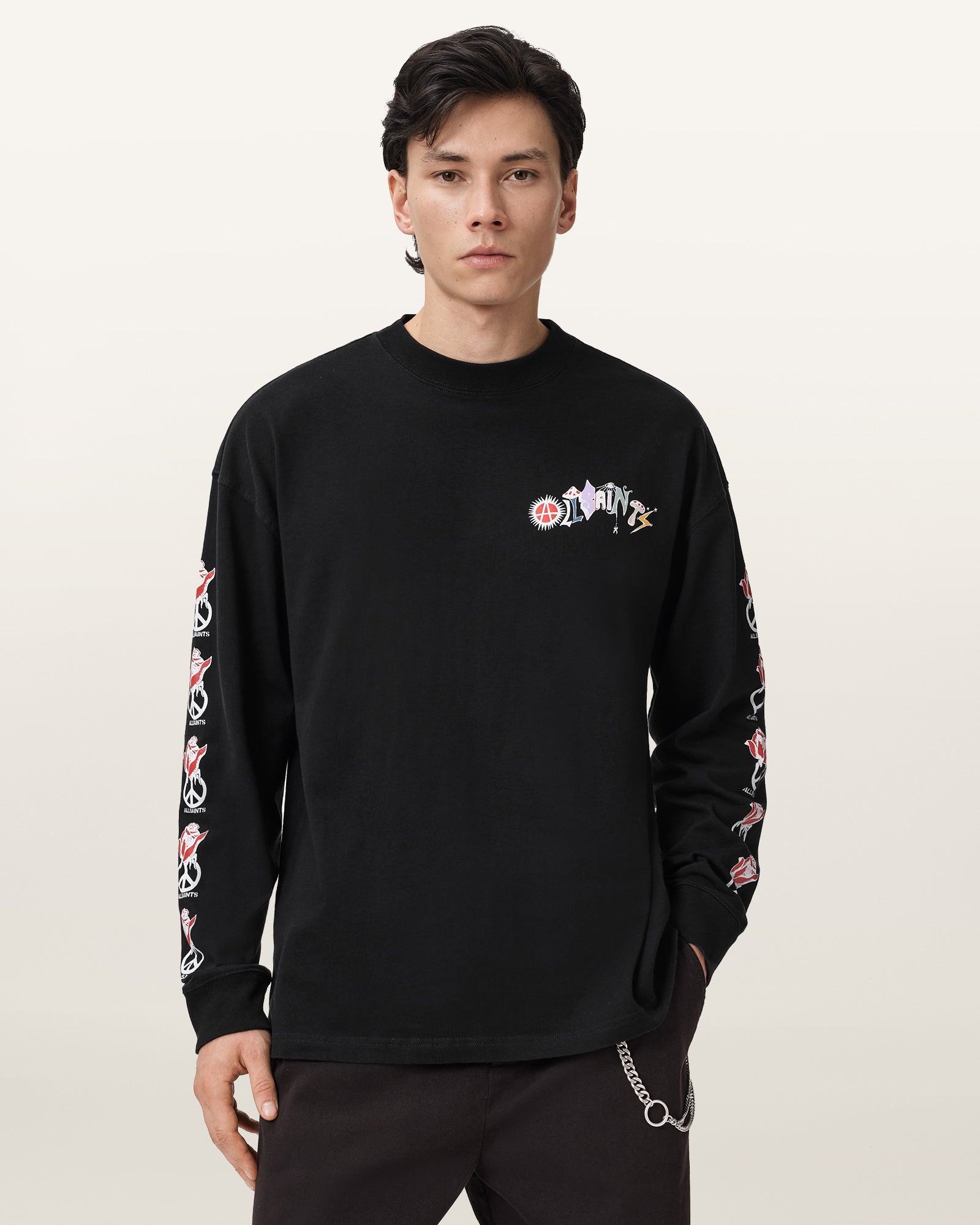 Washed Black Color Gardens LS Crew from AllSaints