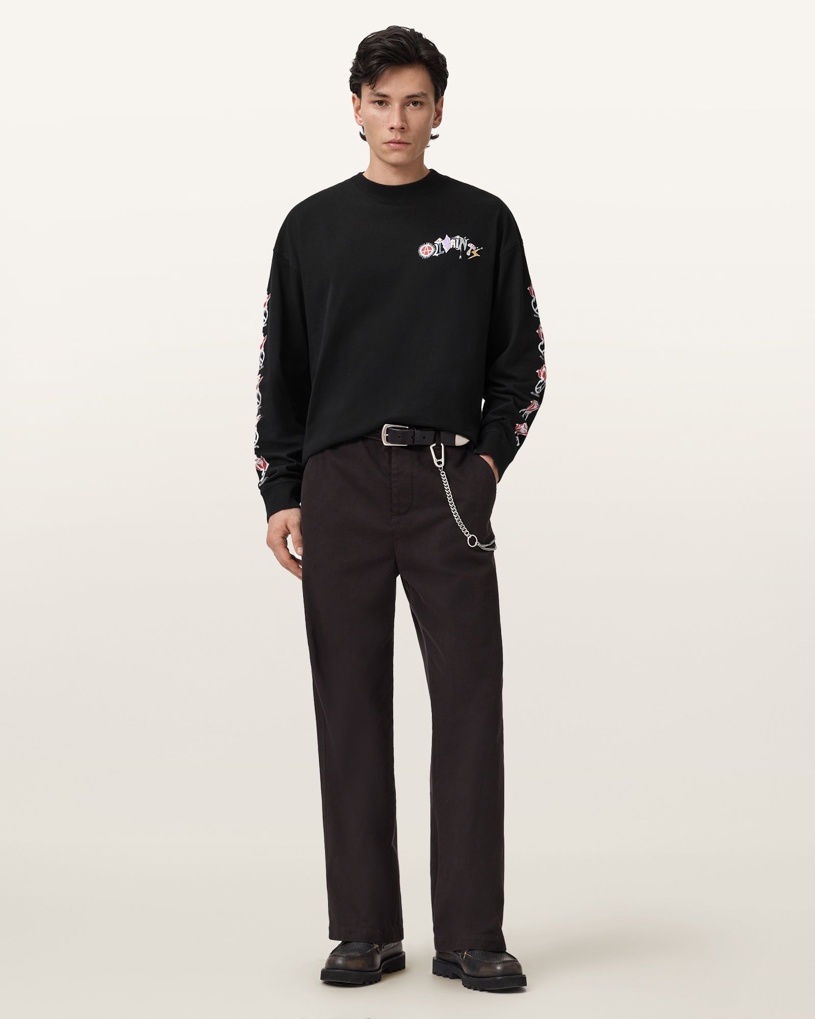 Washed Black Color Gardens LS Crew from AllSaints