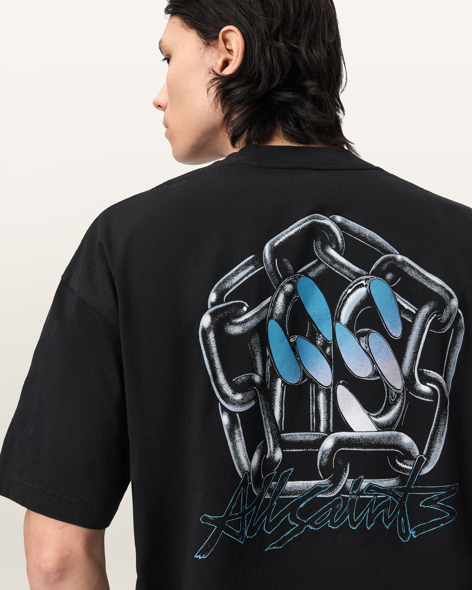 Washed Black Color Affix SS Crew Tee from AllSaints