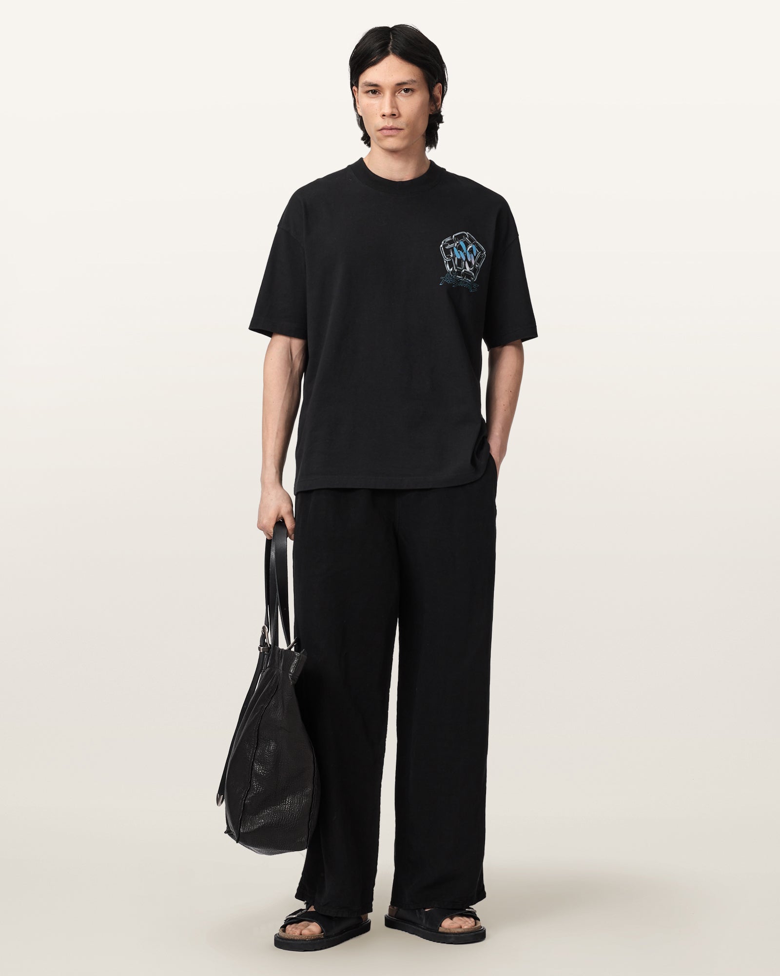 Washed Black Color Affix SS Crew Tee from AllSaints