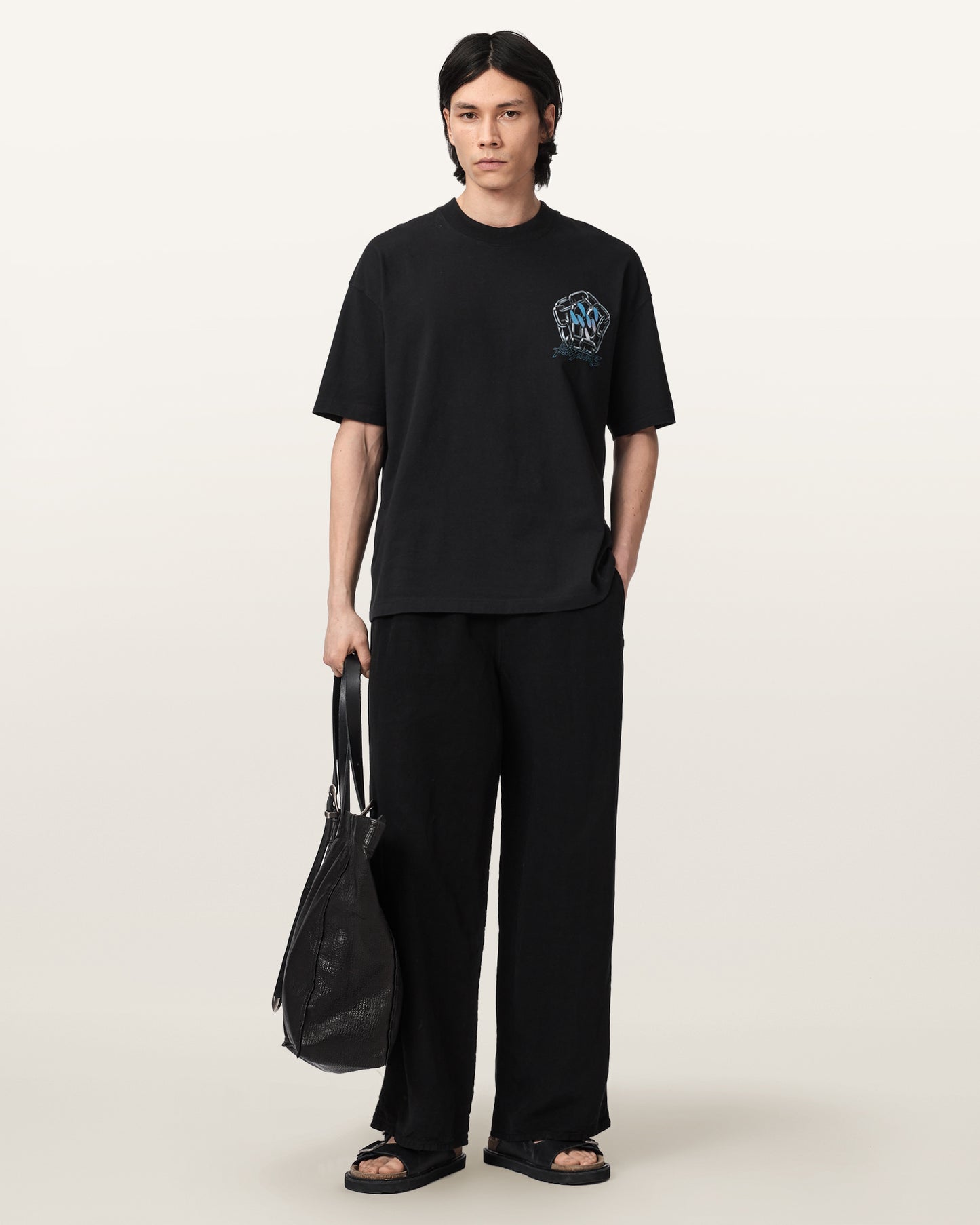 Washed Black Color Affix SS Crew Tee from AllSaints