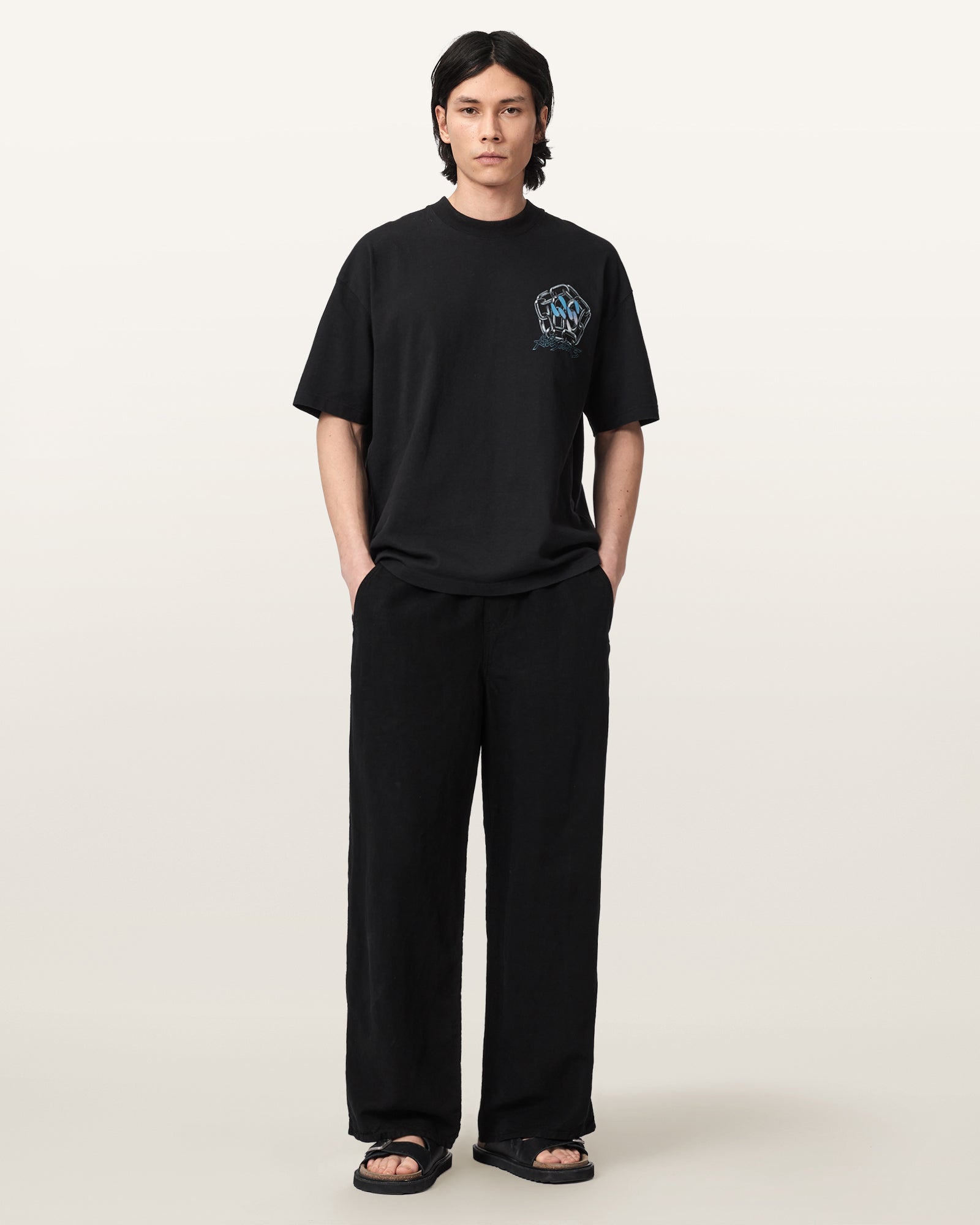 Washed Black Color Affix SS Crew Tee from AllSaints