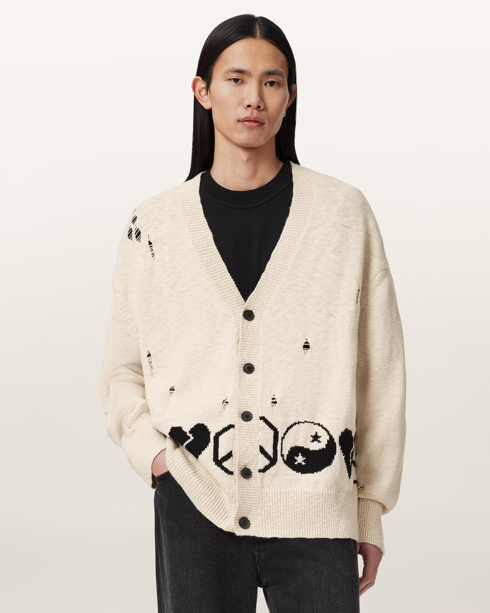 ECRU WHITE Color Tabua Cardigan from AllSaints
