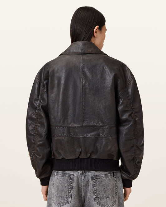 Marco Oversized Bomber Halton Leather Jacket