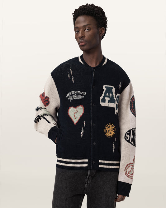 BLACK/ECRU WHITE Color Chase Cardigan from AllSaints