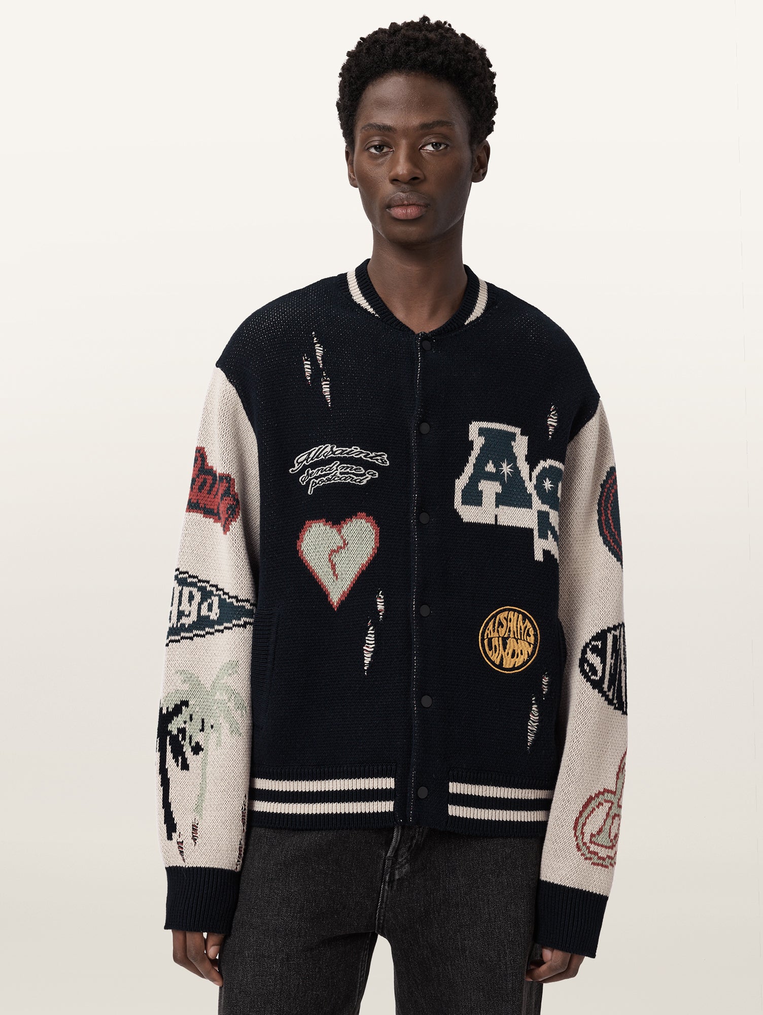 BLACK/ECRU WHITE Color Chase Cardigan from AllSaints