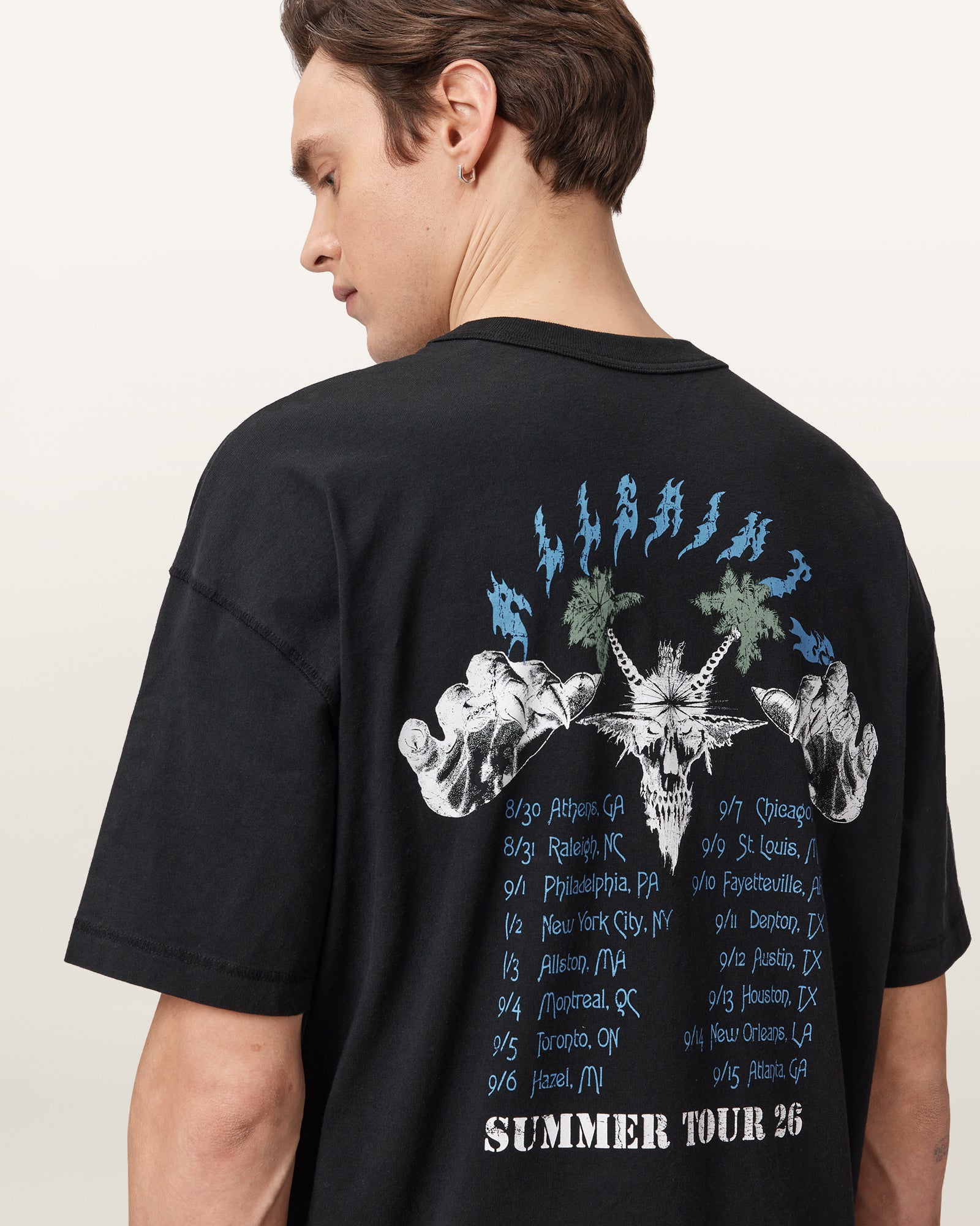 Washed Black Color Palm Ripper SS Crew Tee from AllSaints