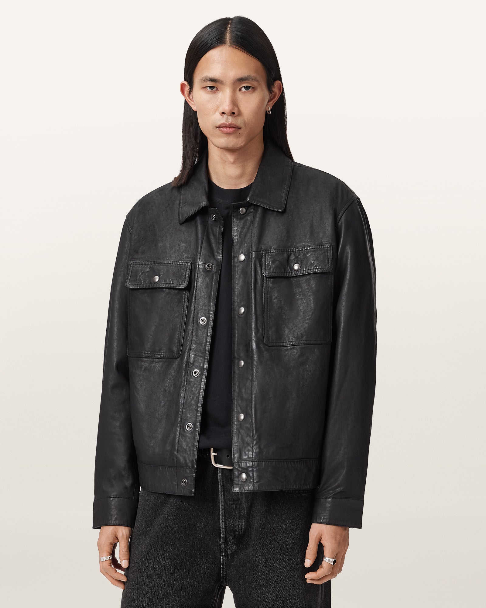 Black Color Shelton Leather Jacket from AllSaints