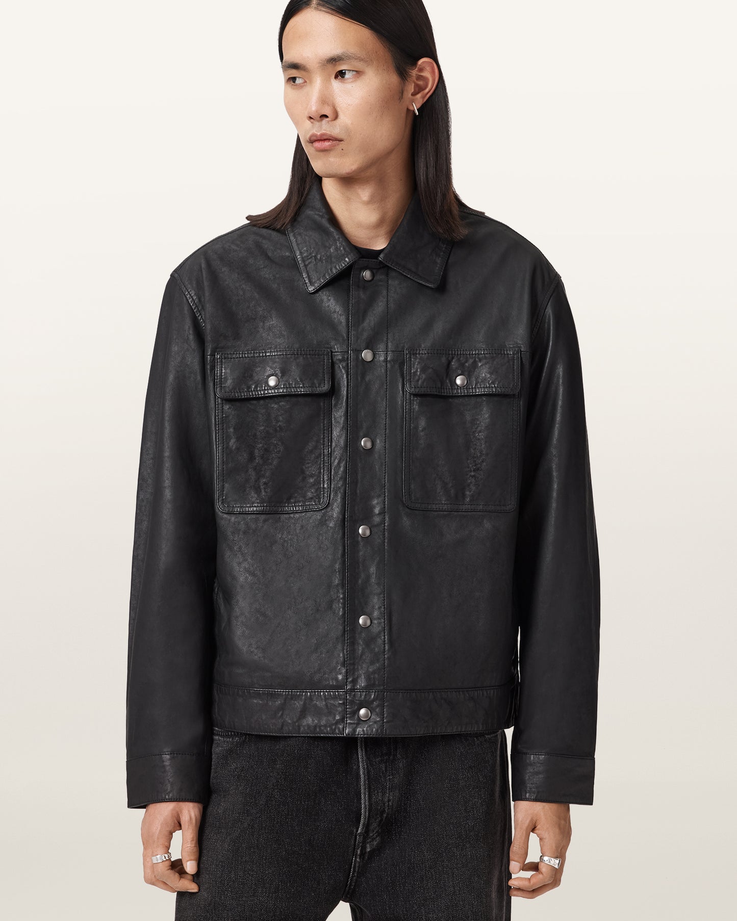 Black Color Shelton Leather Jacket from AllSaints