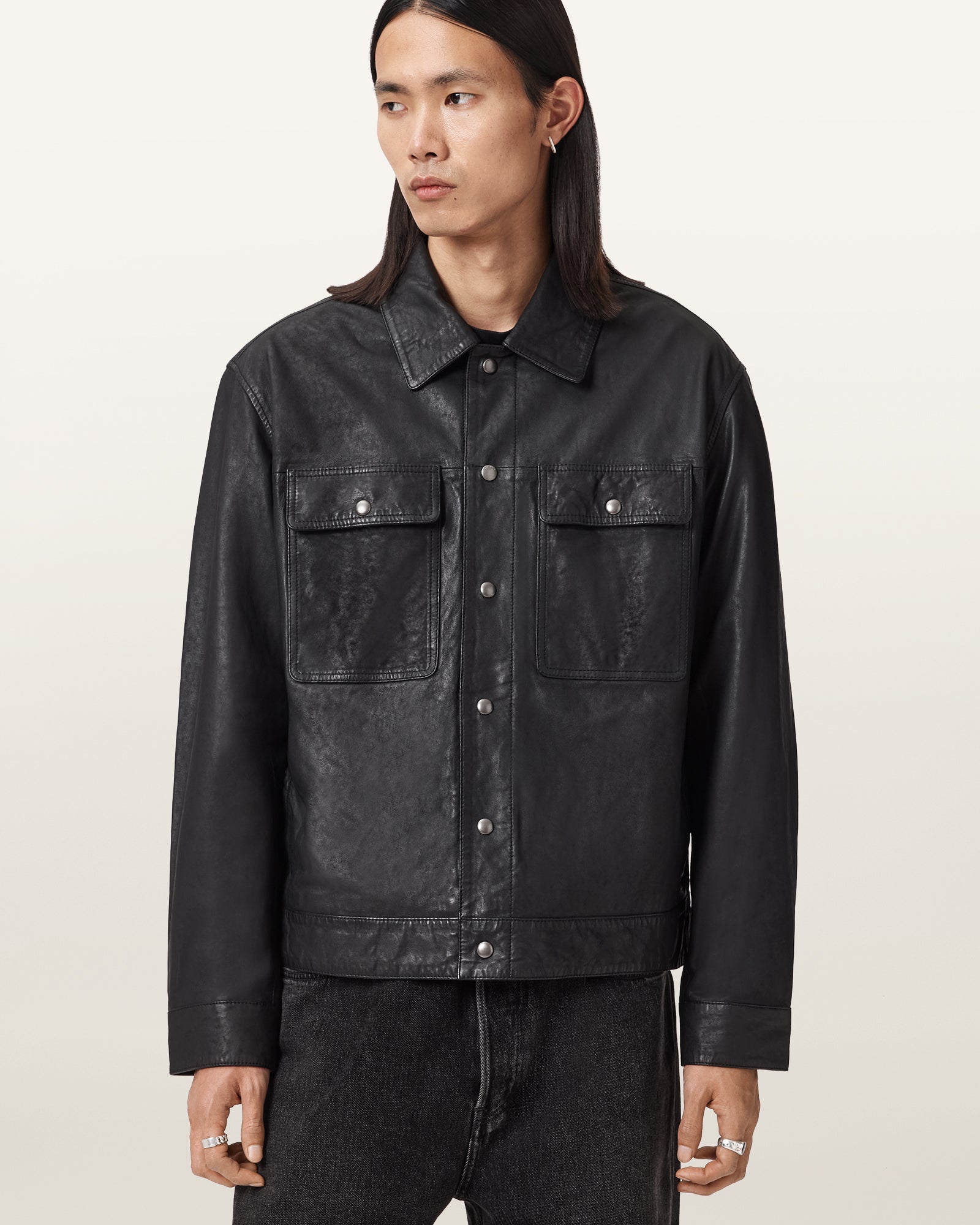 Black Color Shelton Leather Jacket from AllSaints