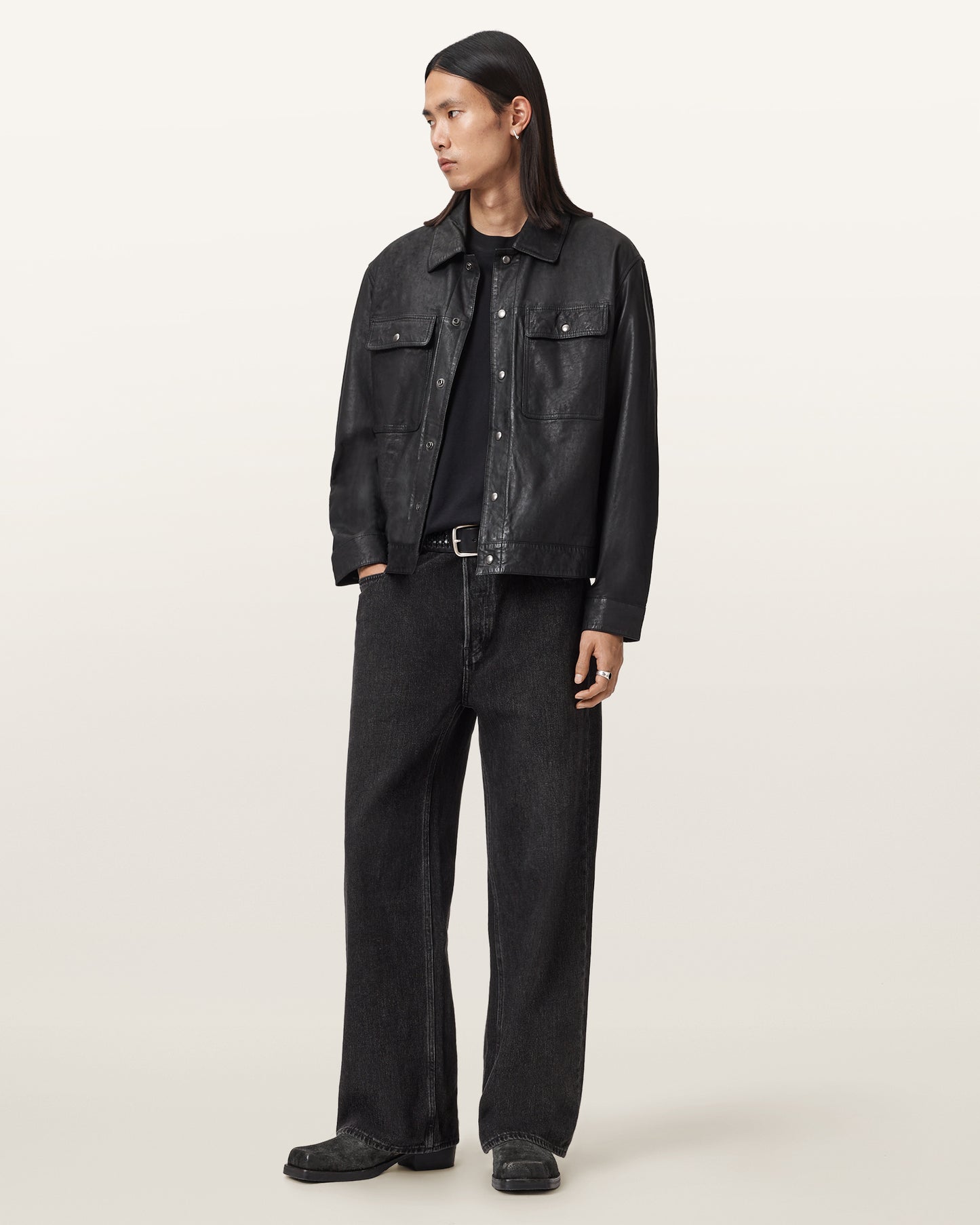 Black Color Shelton Leather Jacket from AllSaints