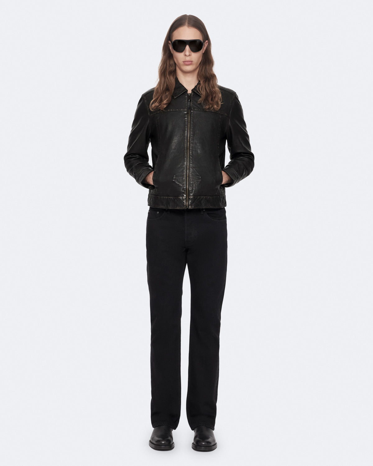 Black/Brown Color Oakland Leather Jacket from AllSaints