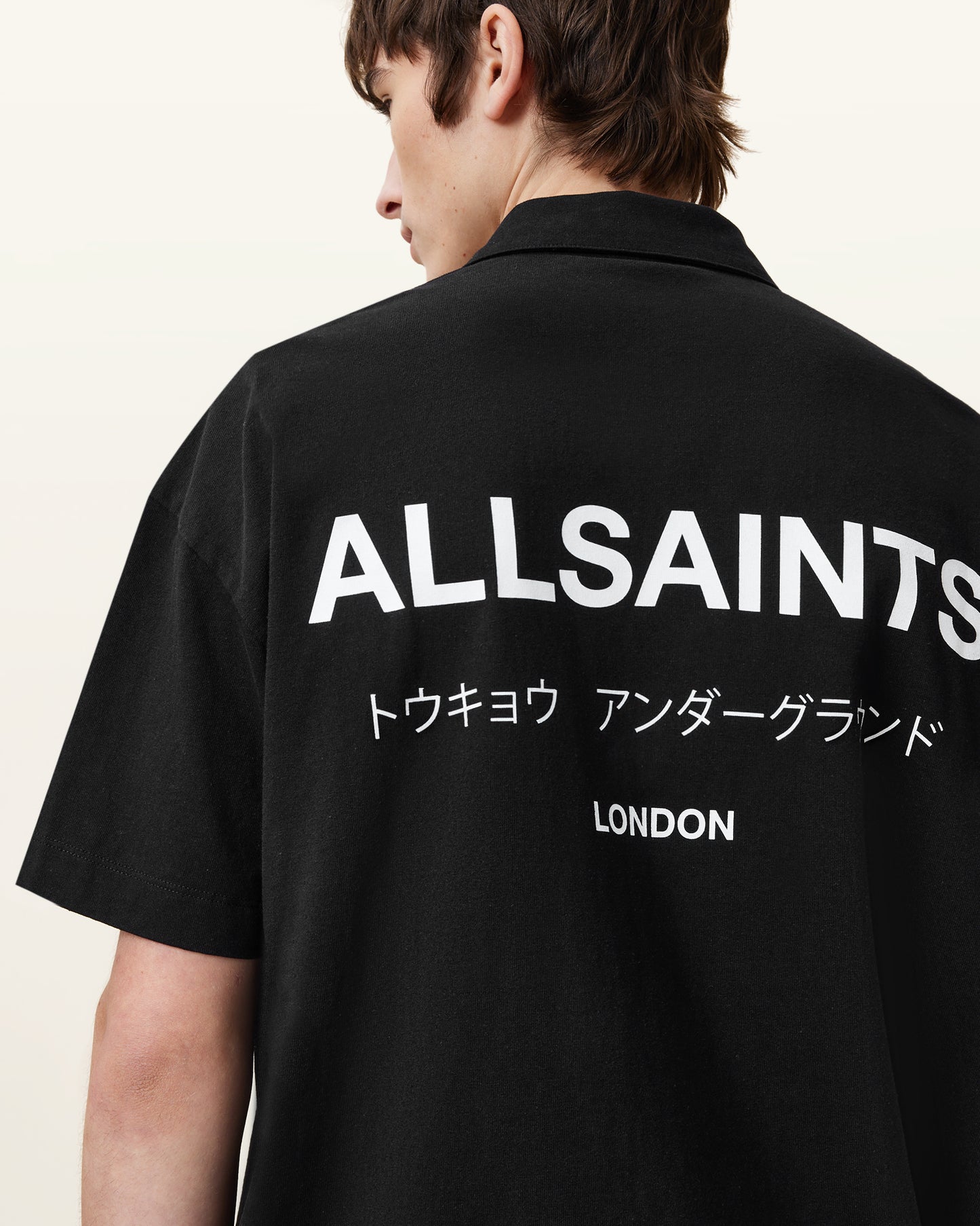 Jet Black Color Underground SS Polo from AllSaints