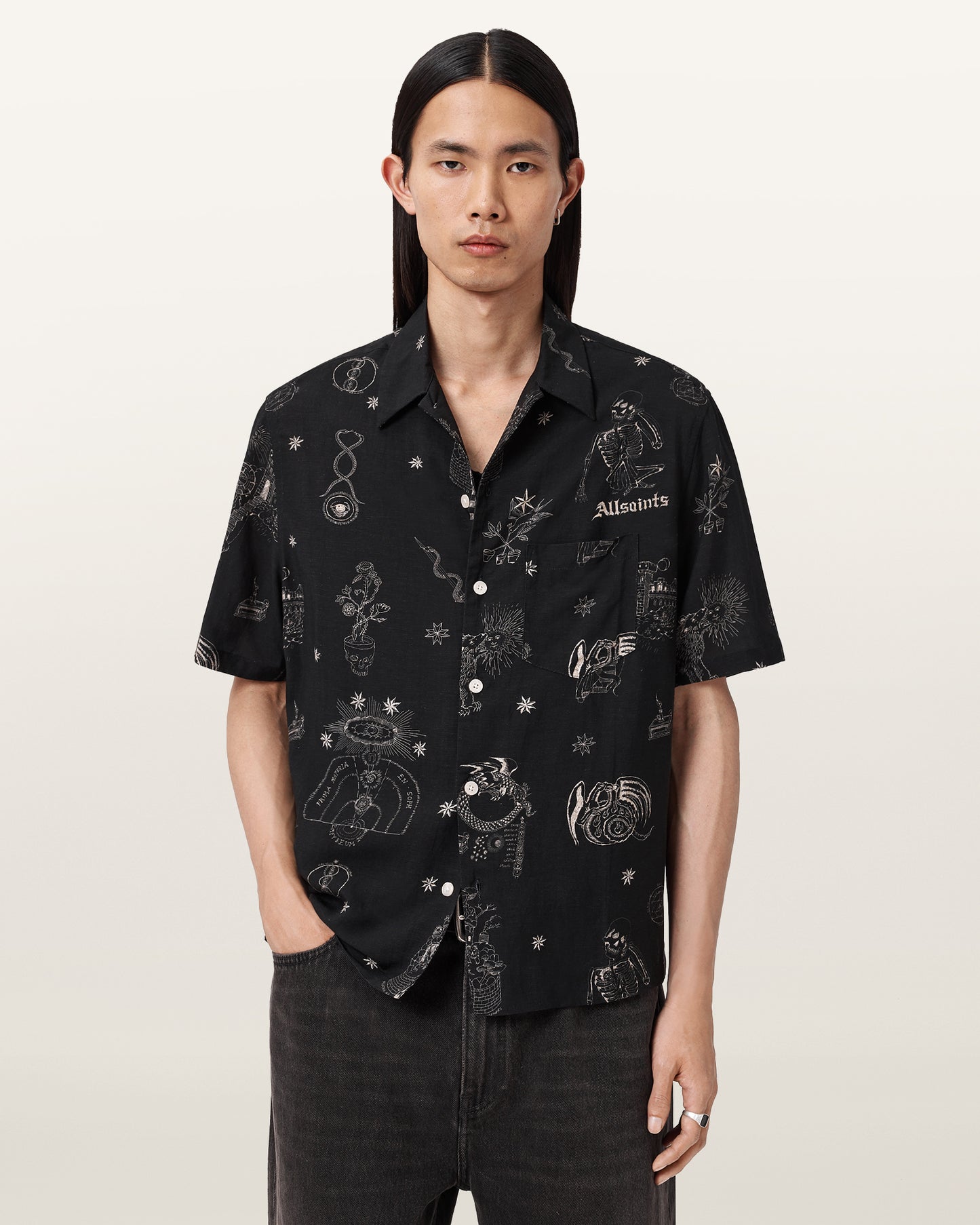 Jet Black Color Terra SS Shirt from AllSaints