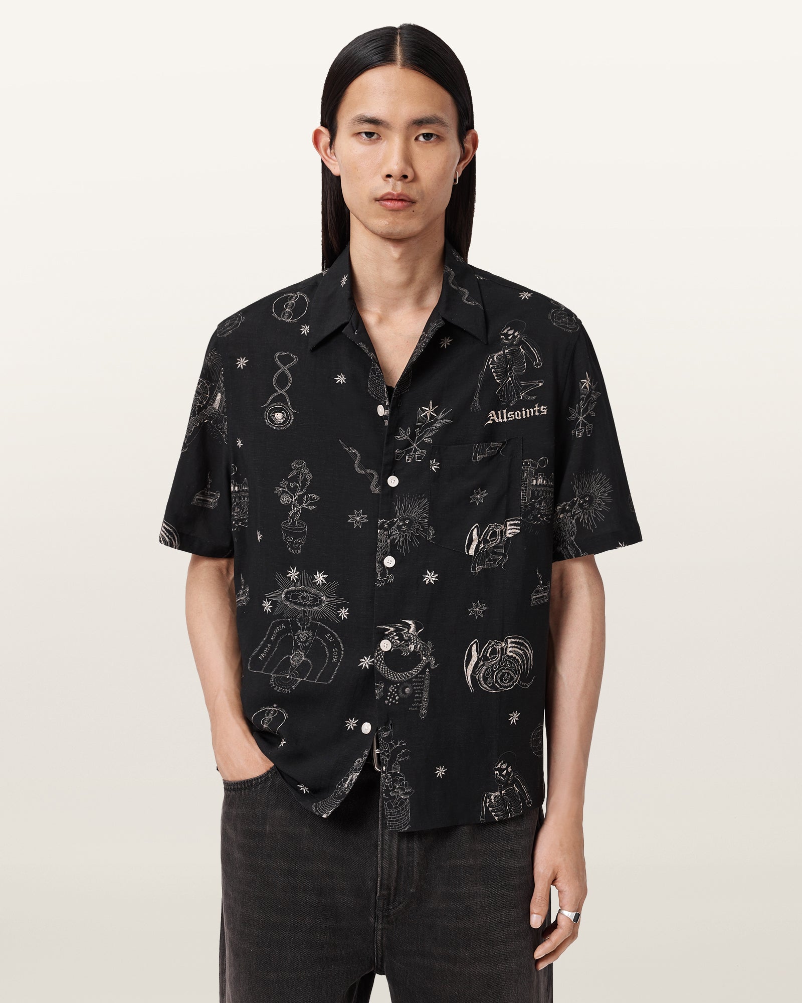 Jet Black Color Terra SS Shirt from AllSaints