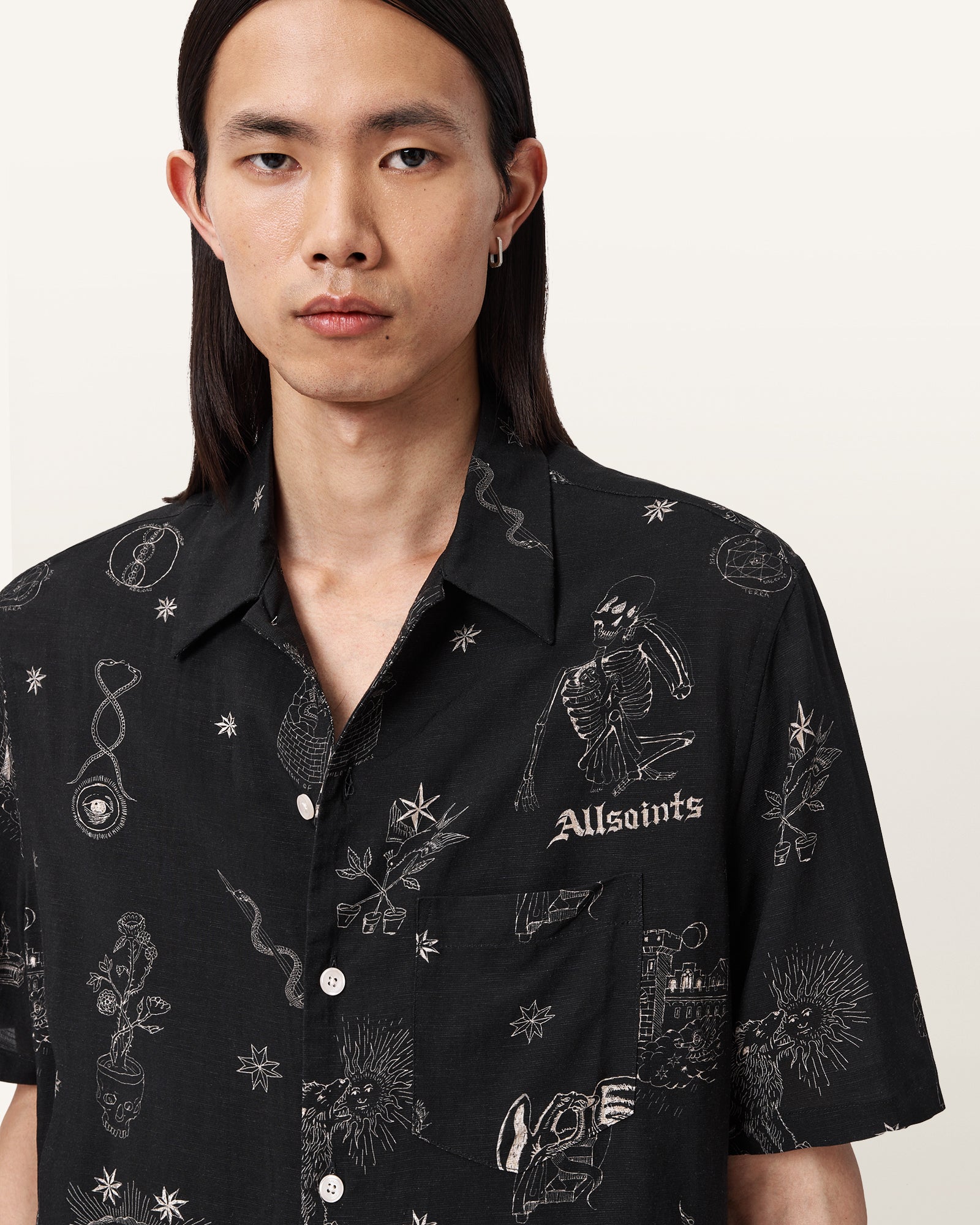 Jet Black Color Terra SS Shirt from AllSaints