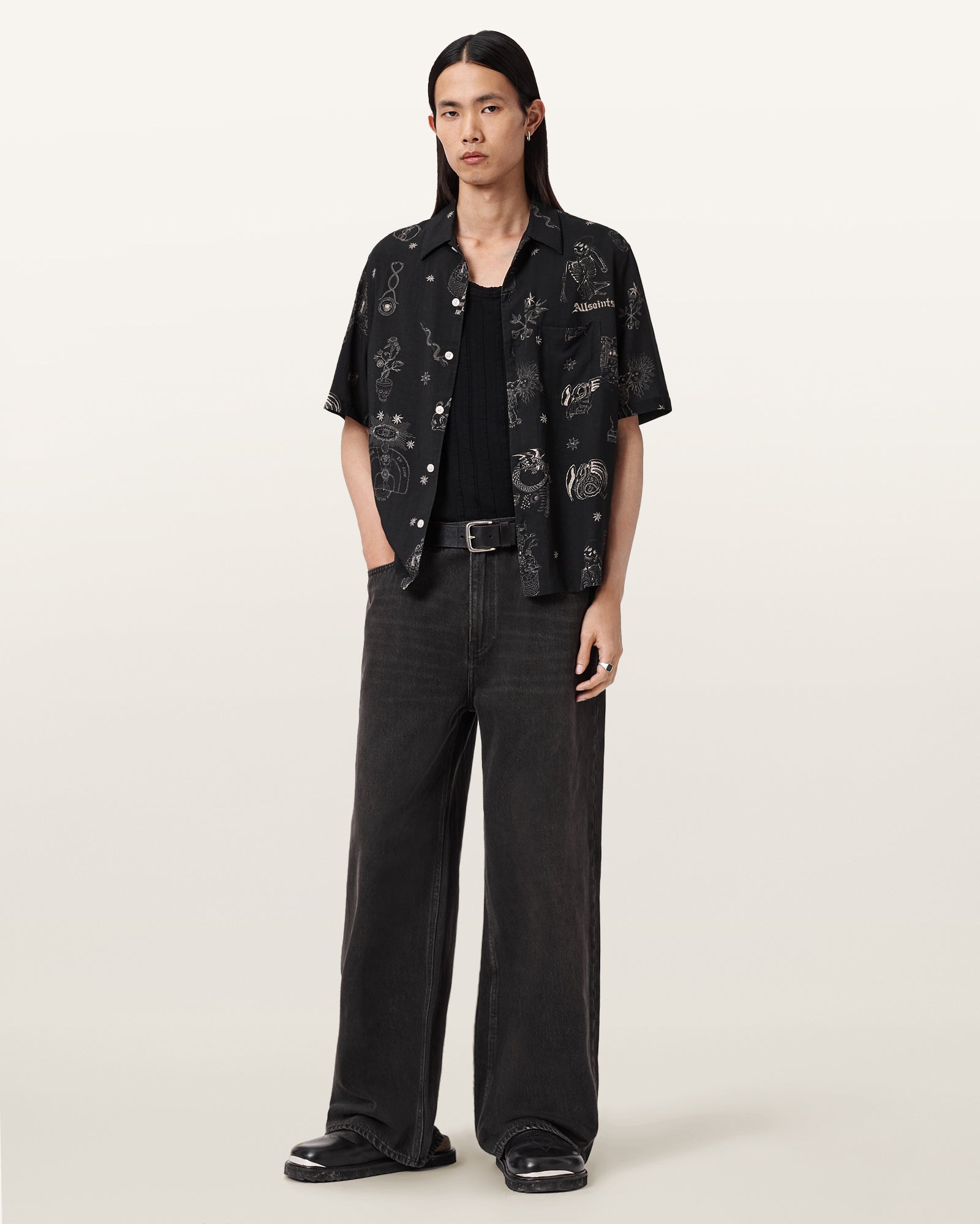 Jet Black Color Terra SS Shirt from AllSaints