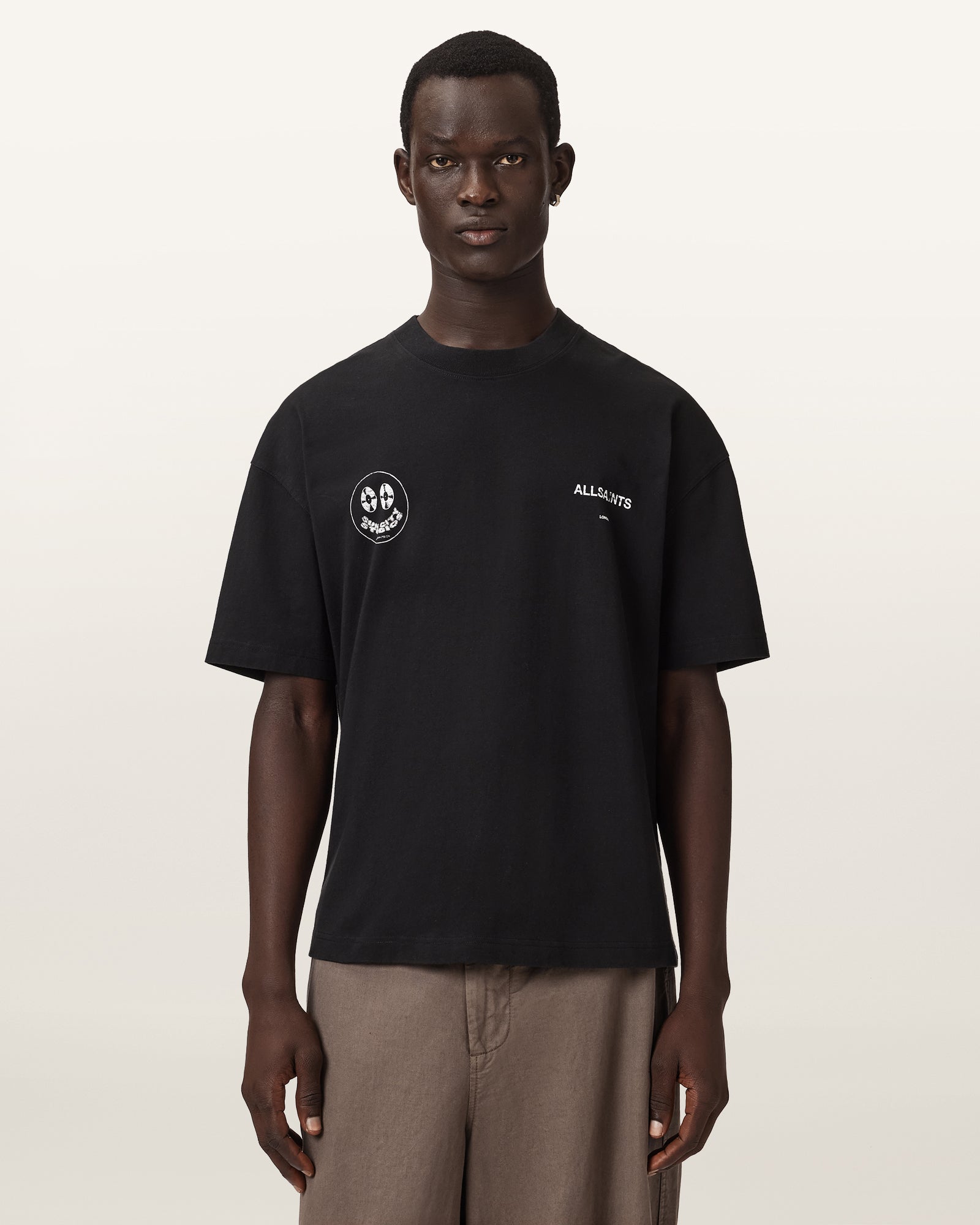 Washed Black Color Spinner SS Crew Tee from AllSaints