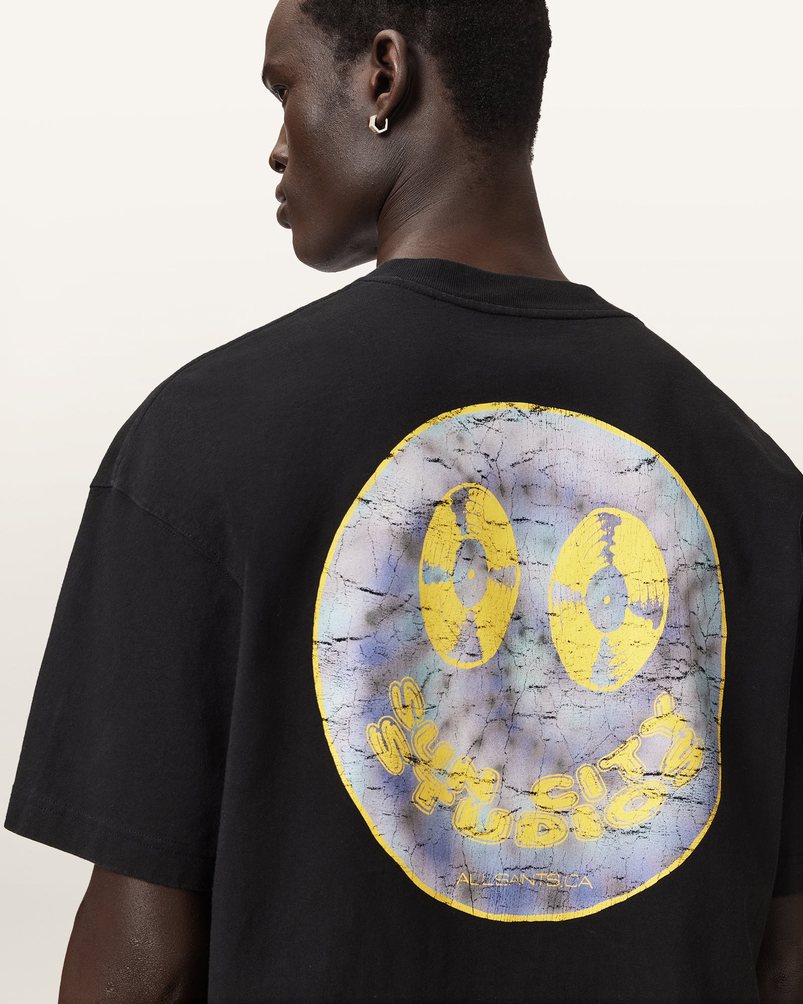 Washed Black Color Spinner SS Crew Tee from AllSaints