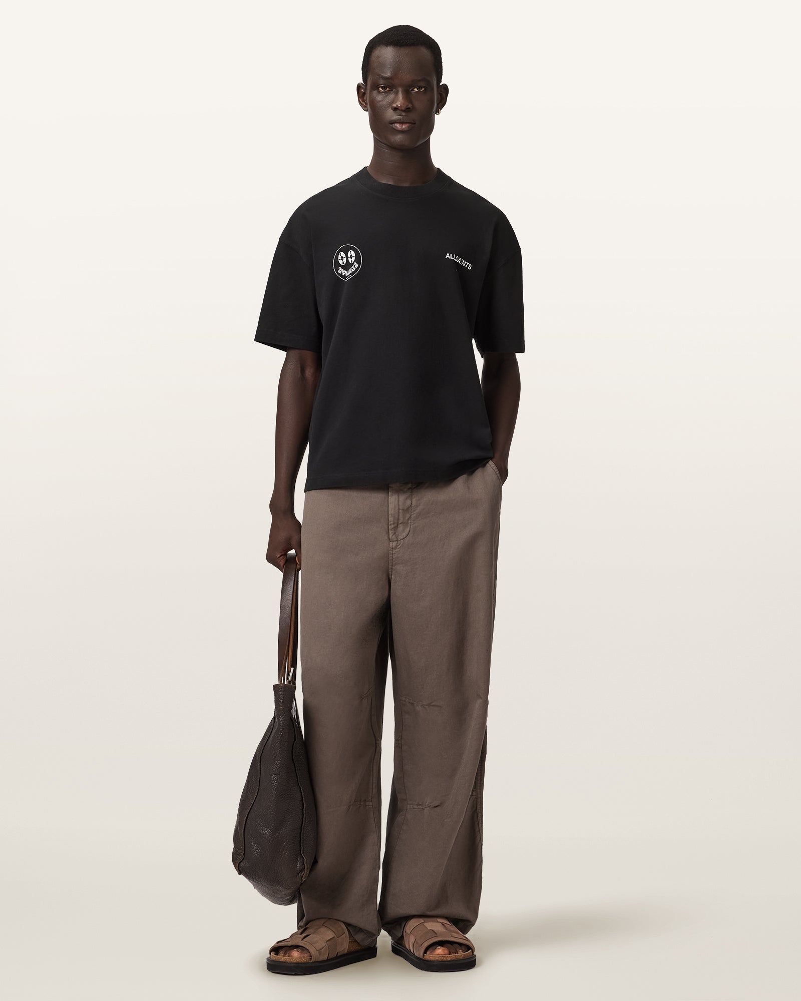 Washed Black Color Spinner SS Crew Tee from AllSaints
