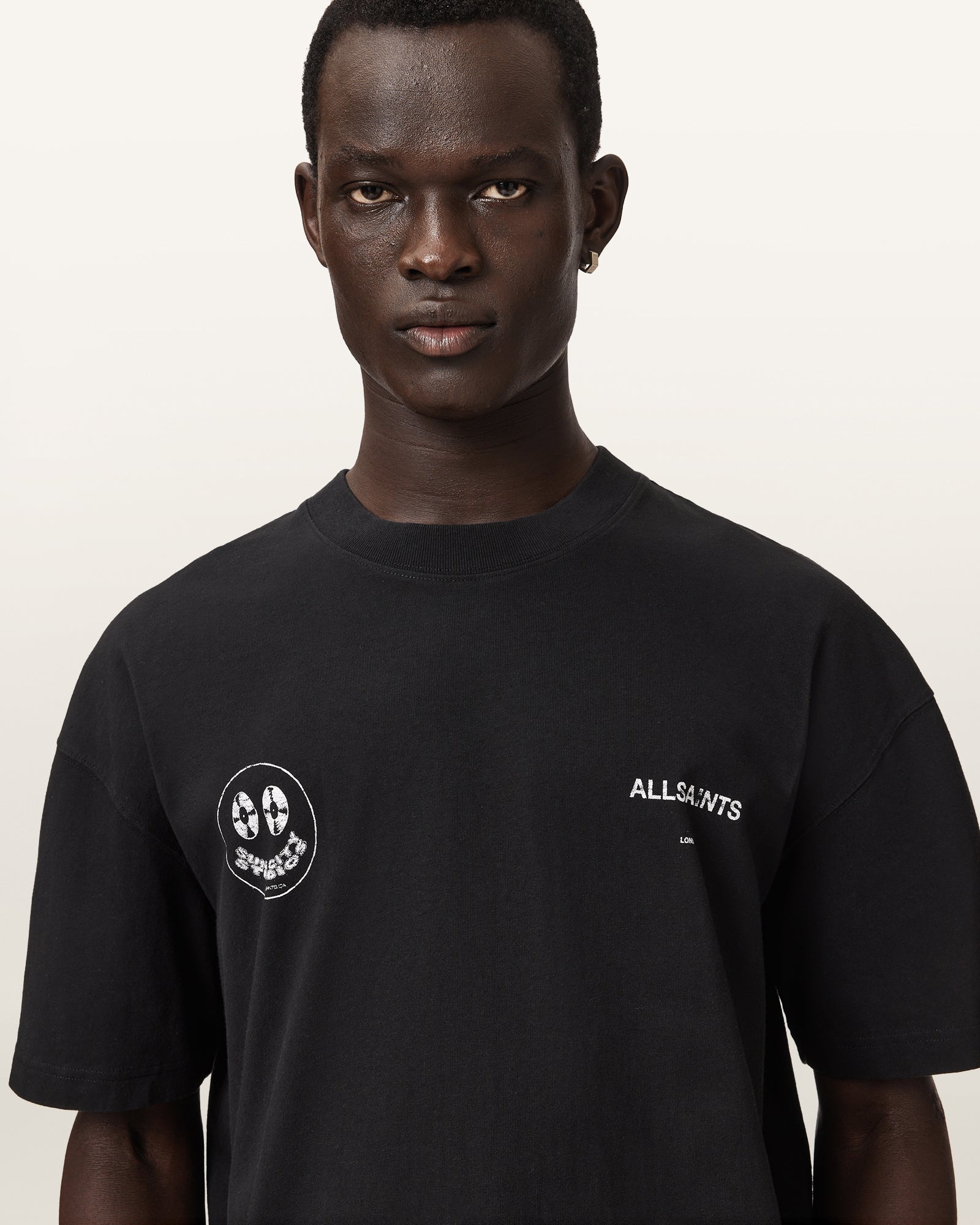 Washed Black Color Spinner SS Crew Tee from AllSaints
