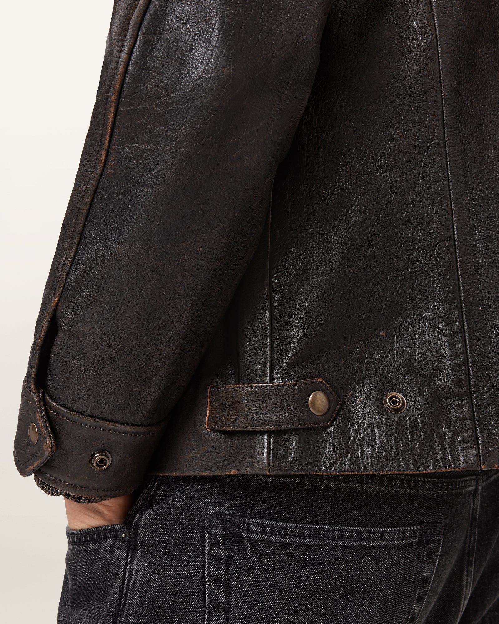 Black Color Garrison Leather Jacket from AllSaints