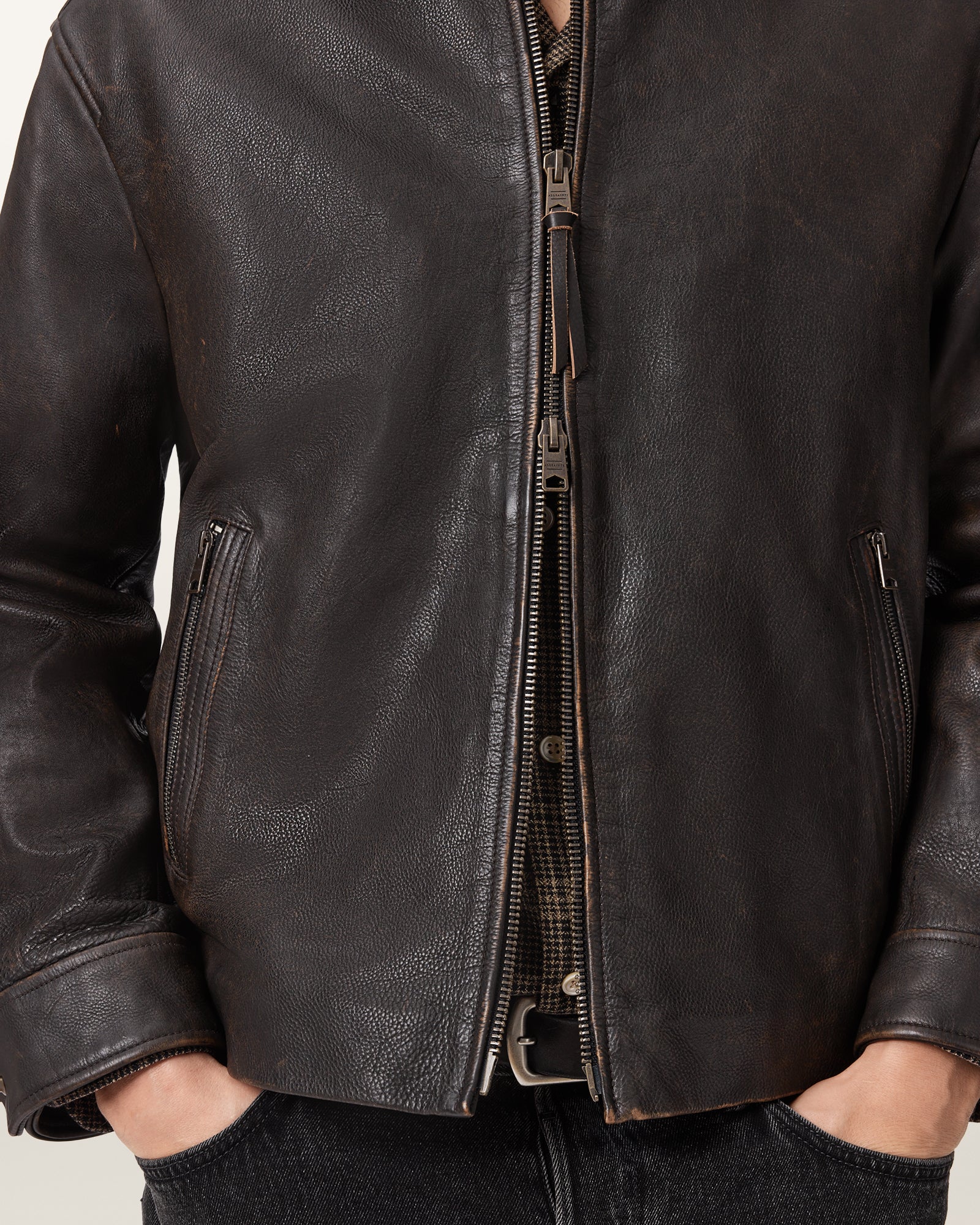 Black Color Garrison Leather Jacket from AllSaints