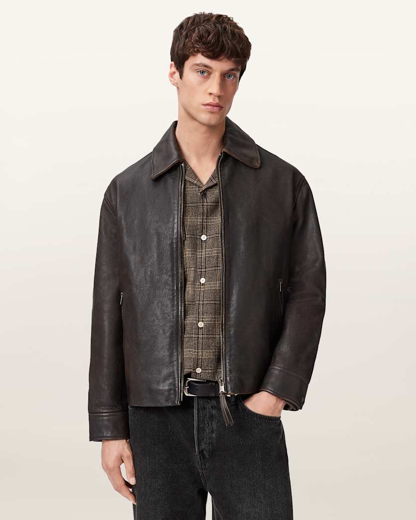 Black Color Garrison Leather Jacket from AllSaints