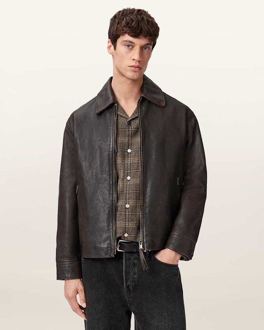 Black Color Garrison Leather Jacket from AllSaints