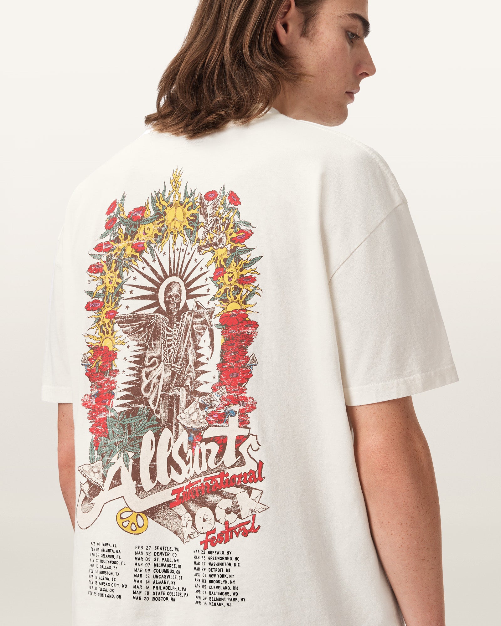 Chalk White Color Roque SS Crew Tee from AllSaints
