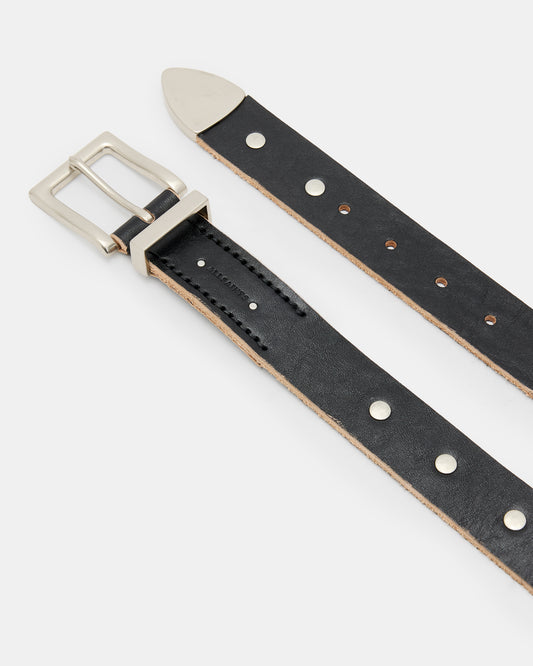 Trey Studded Leather Metal Tip Belt