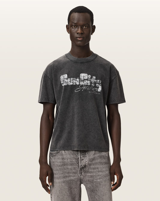 Washed Black Color Sun City SS Crew Tee from AllSaints