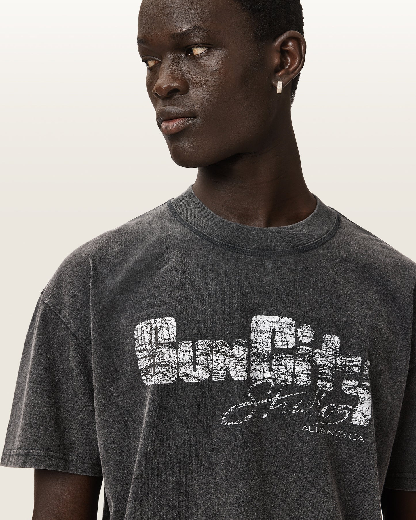 Washed Black Color Sun City SS Crew Tee from AllSaints