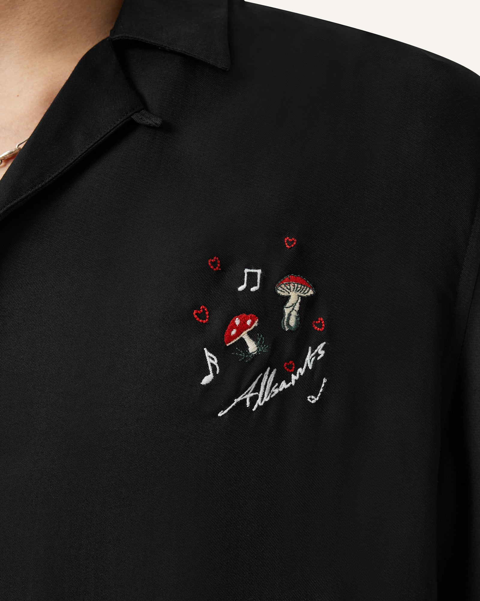 Jet Black Color Fungi SS Shirt from AllSaints