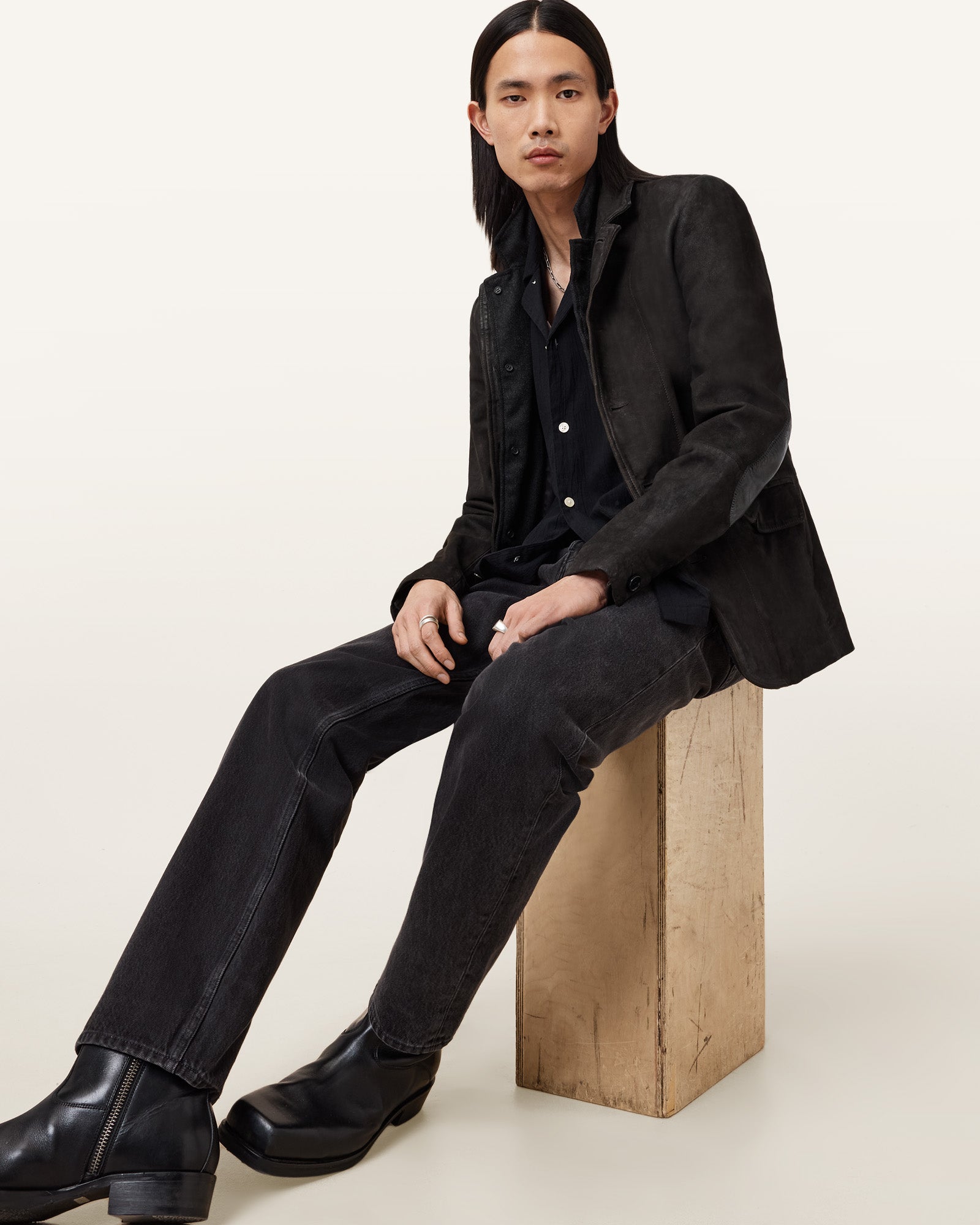 Survey Waxed Suede Double Layer Blazer