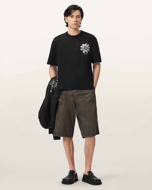 Washed Black Color Petals SS Crew Tee from AllSaints