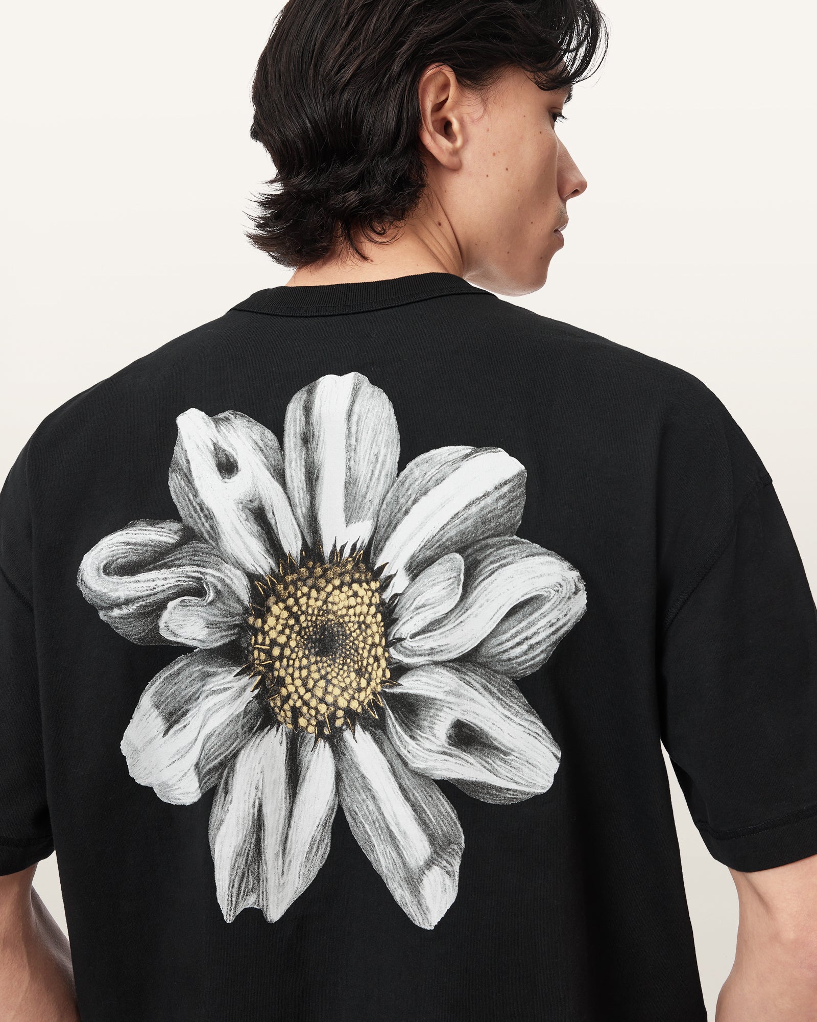 Washed Black Color Petals SS Crew Tee from AllSaints