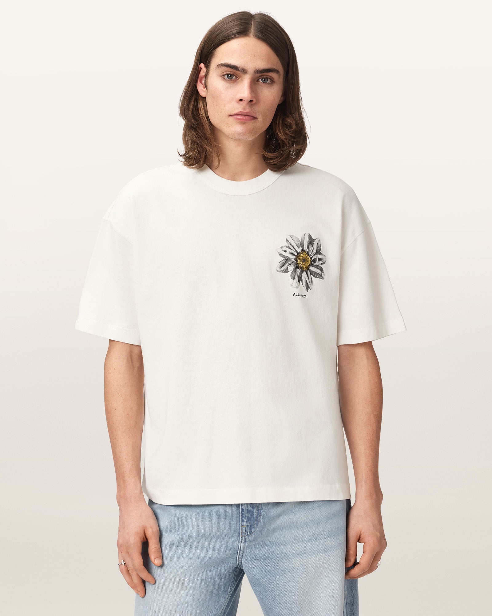 Chalk White Color Petals SS Crew Tee from AllSaints