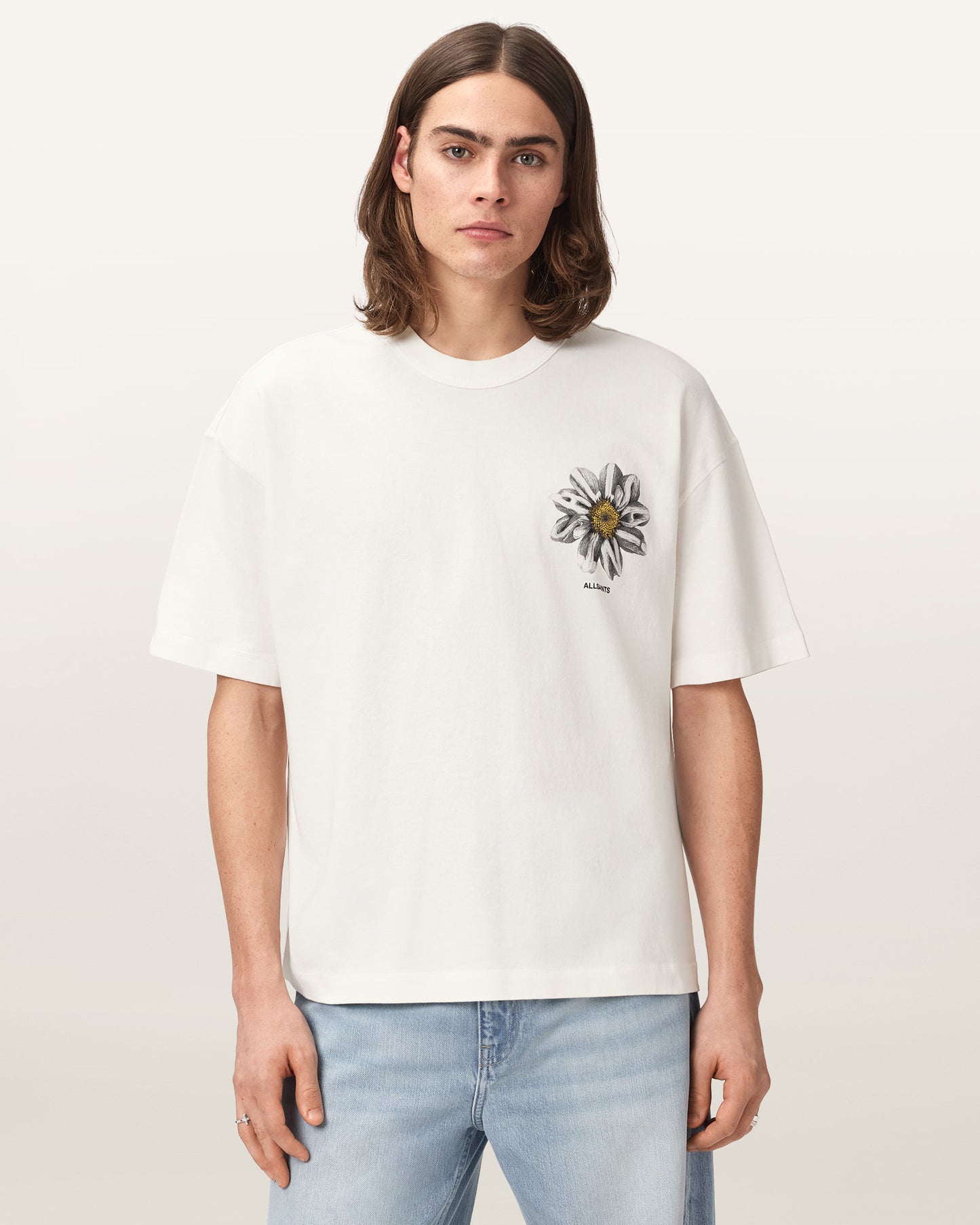Chalk White Color Petals SS Crew Tee from AllSaints