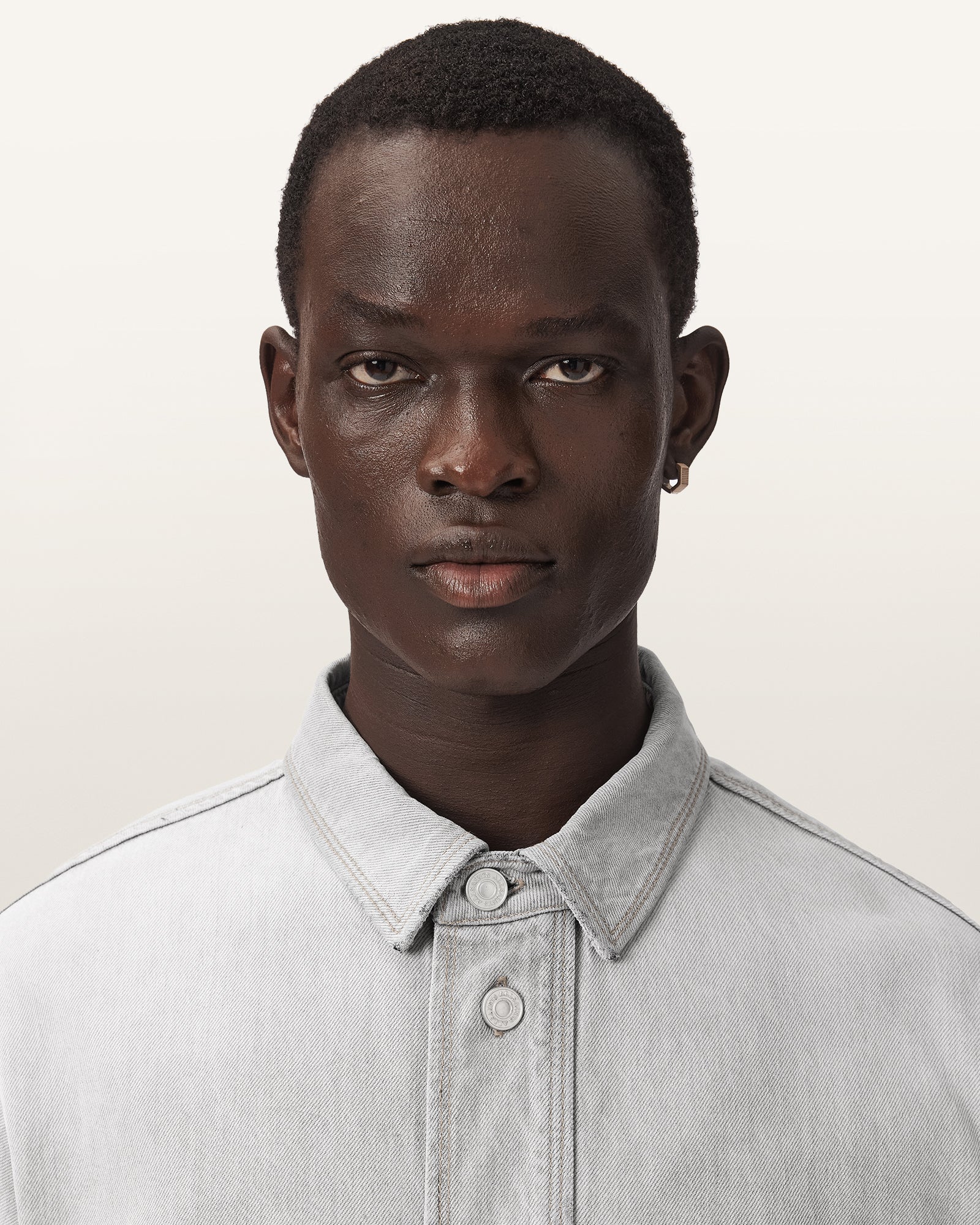 Washed Grey Color Albin Denim Shirt from AllSaints